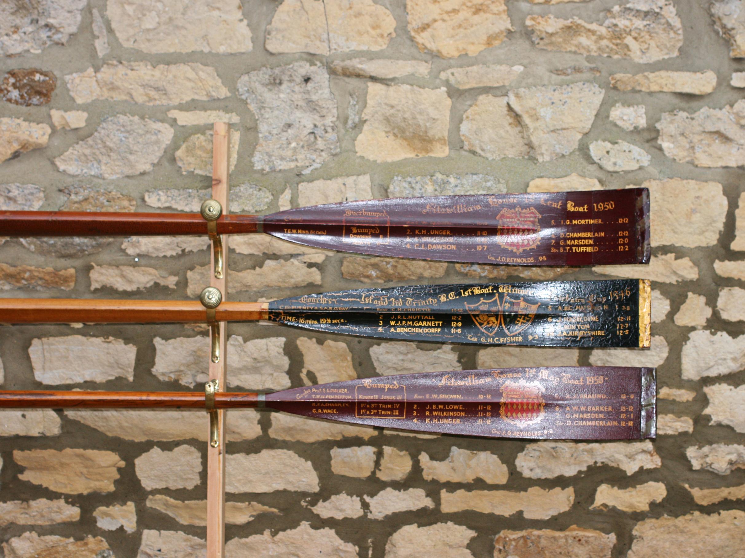 12' Presentation Rowing Oar Trophy, Cambridge University 1st & 3rd Trinity Boat For Sale 8