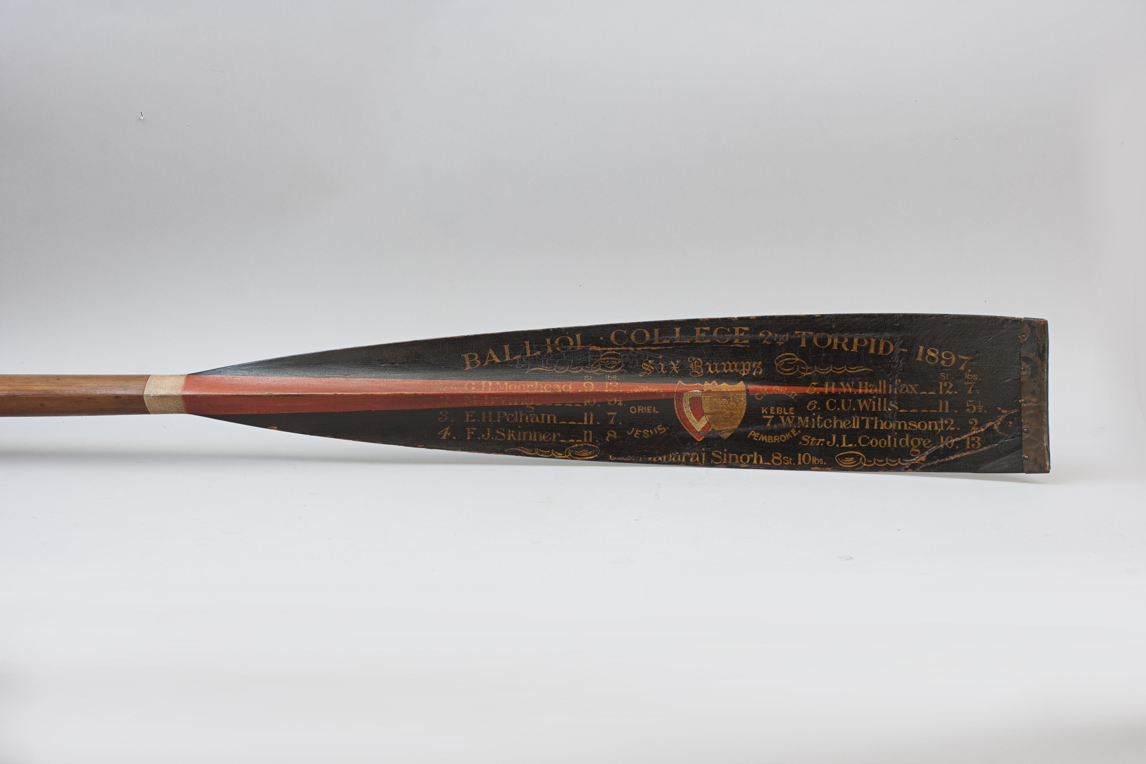 12' Presentation Rowing Oar Trophy, Oxford University, 1897 Balliol For Sale 8