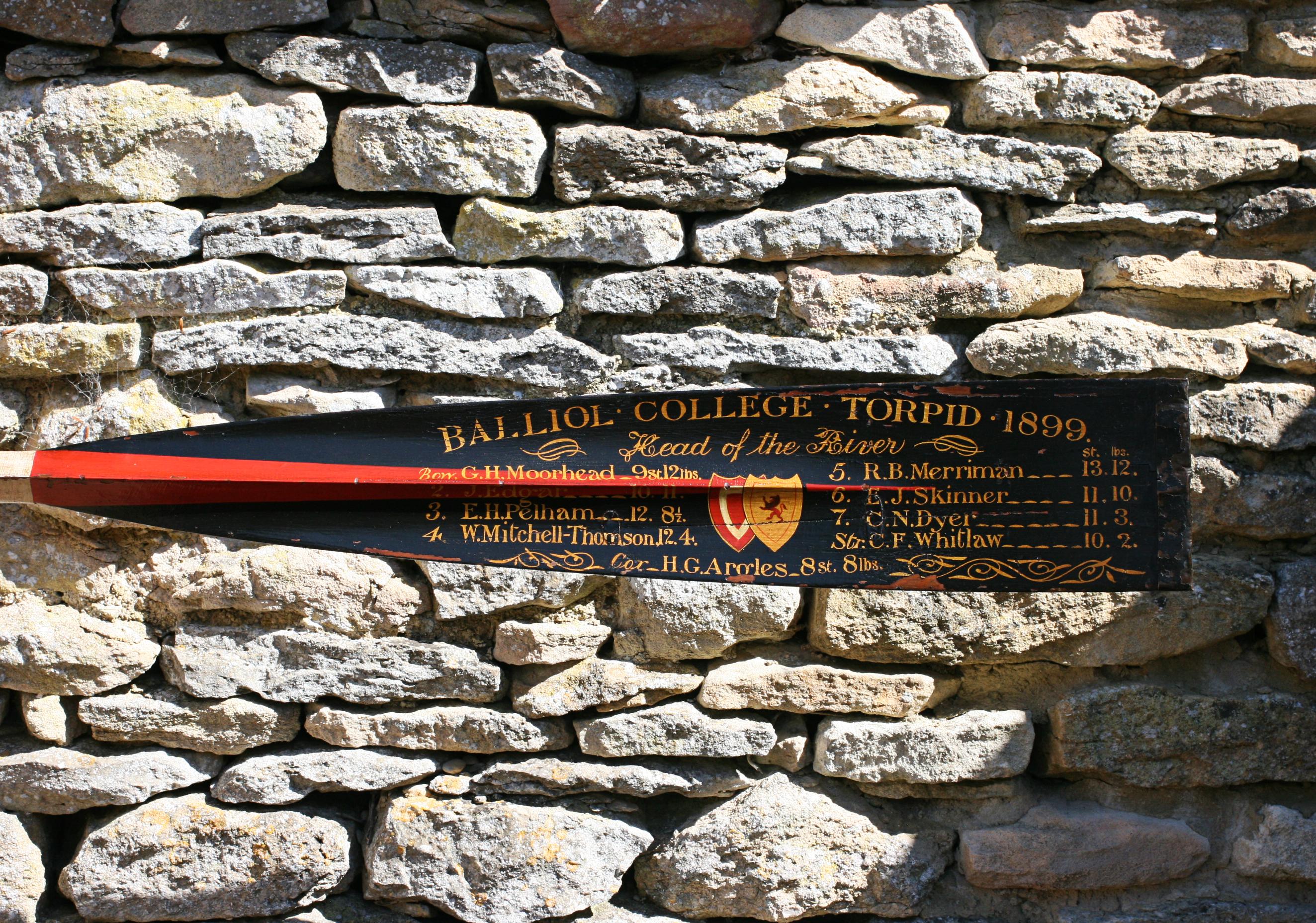 12' Presentation Rowing Oar Trophy, Oxford University, 1899 Balliol College For Sale 9