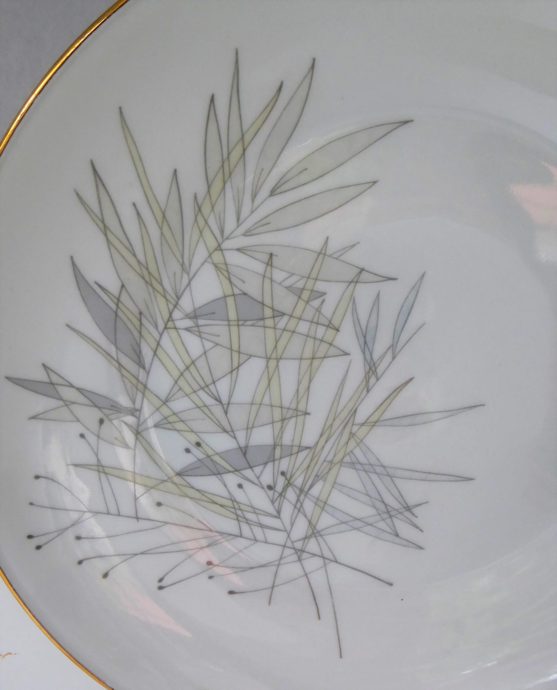 German 12 Raymond Loewy Mid-Century Modern Rosenthal Form 2000 Dinner Plates Grasses