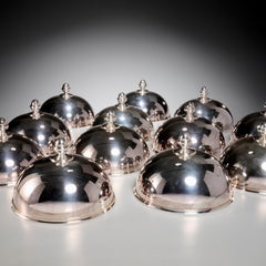 12 "Rencontre" Silver-Plated Domed Plate Covers W. Acorn Handles by Ercuis Paris