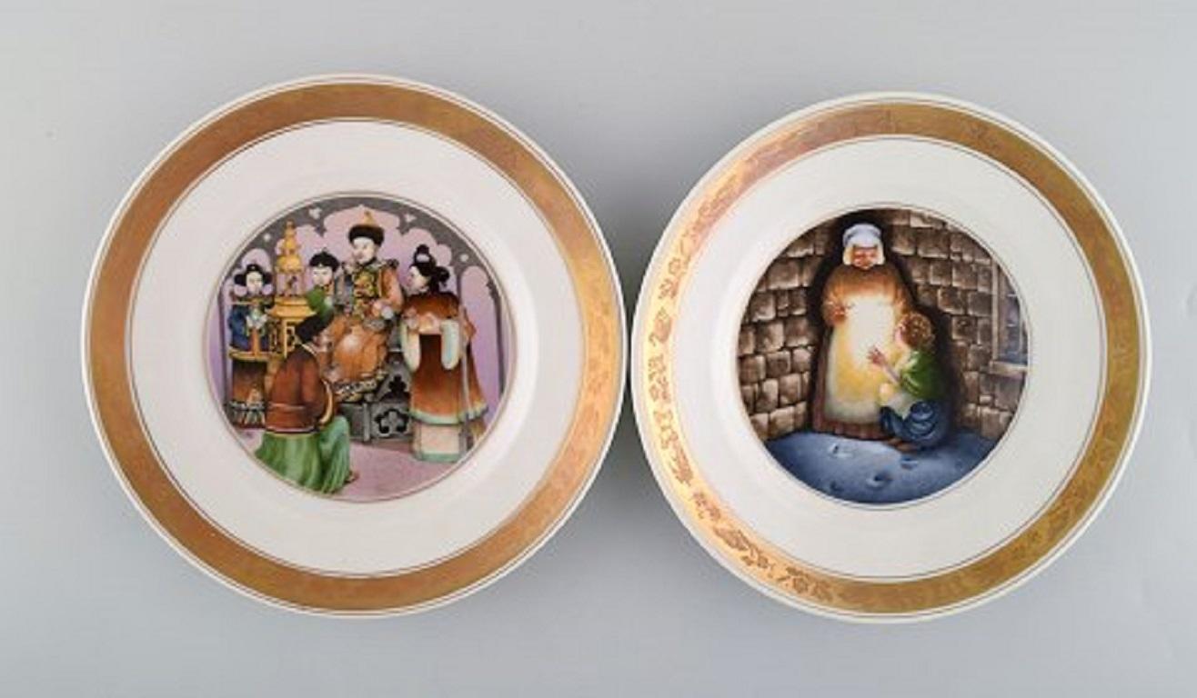 Late 20th Century 12 Royal Copenhagen Porcelain Plates, Motifs from H.C. Andersen's Fairy Tales