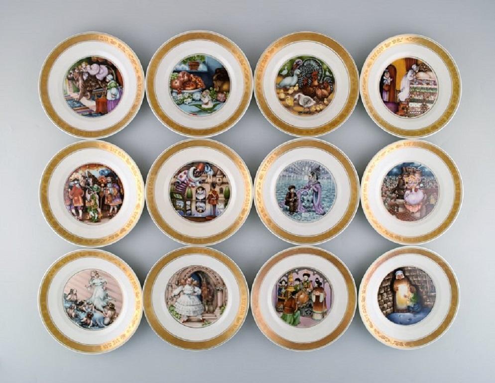 12 Royal Copenhagen Porcelain Plates, Motifs from H.C. Andersen's Fairy ...