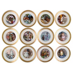 12 Royal Copenhagen Porcelain Plates, Motifs from H.C. Andersen's Fairy Tales