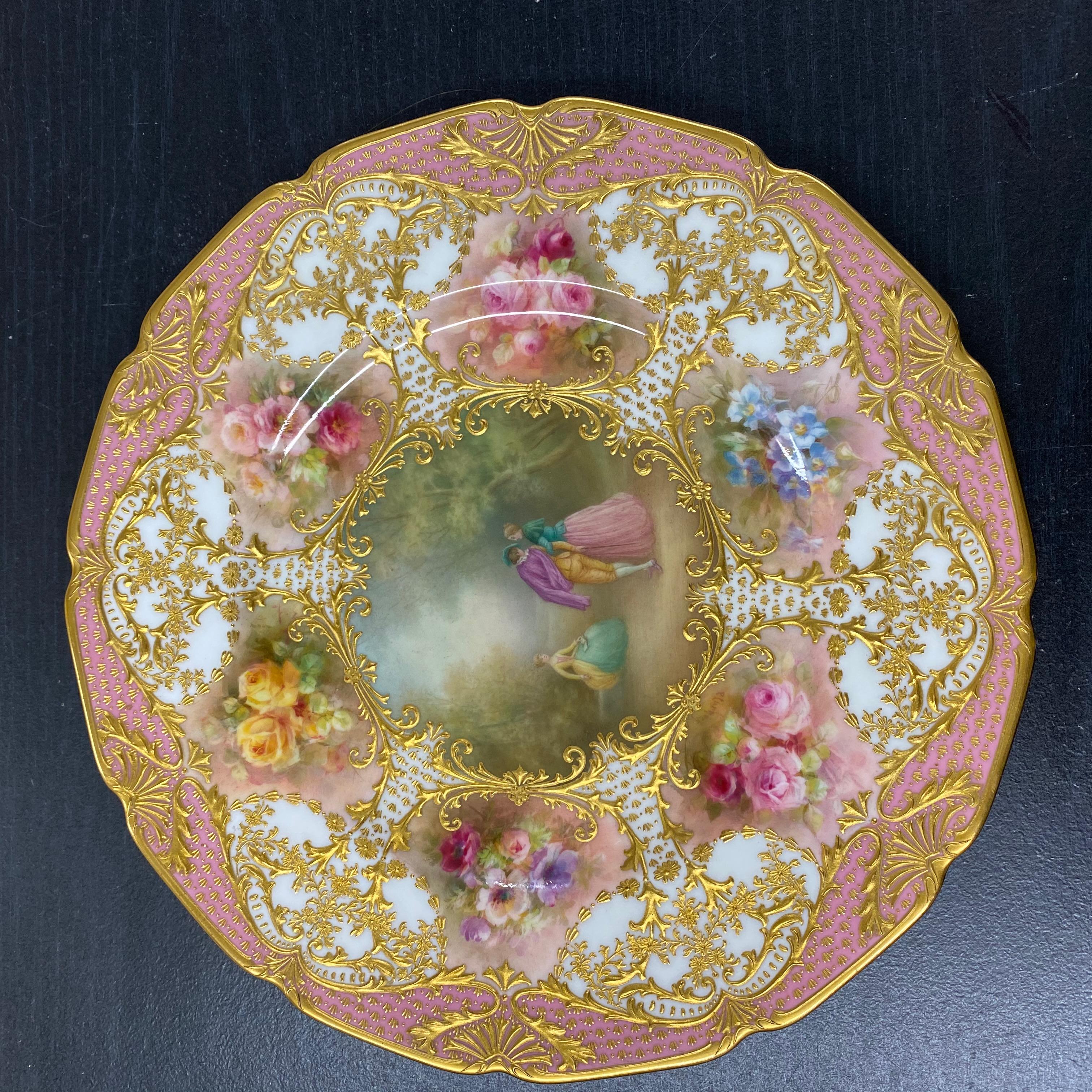 12 Royal Doulton Hand Painted Artist Signed Custom Made Cabinet Plates For Sale 5