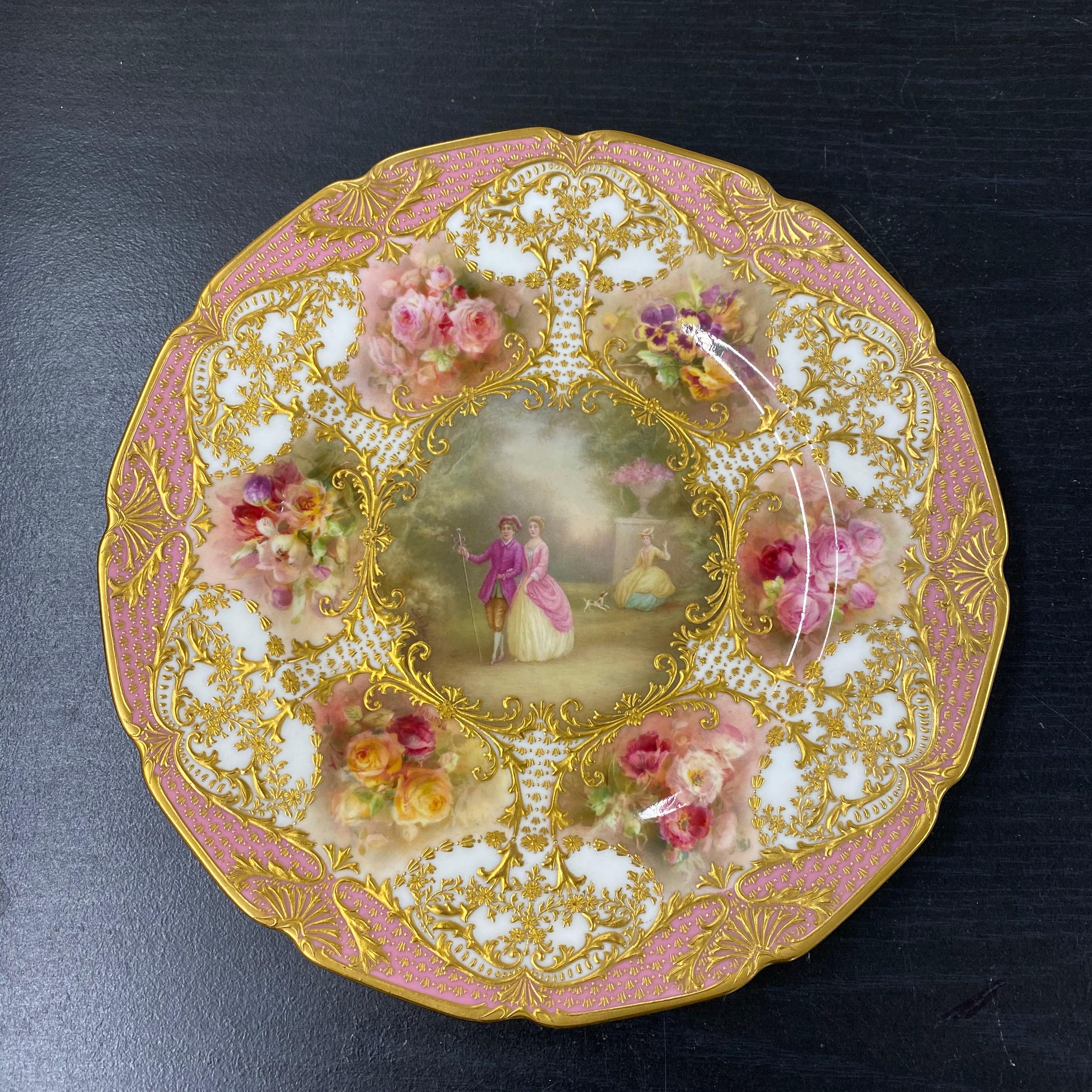 12 Royal Doulton Hand Painted Artist Signed Custom Made Cabinet Plates For Sale 7