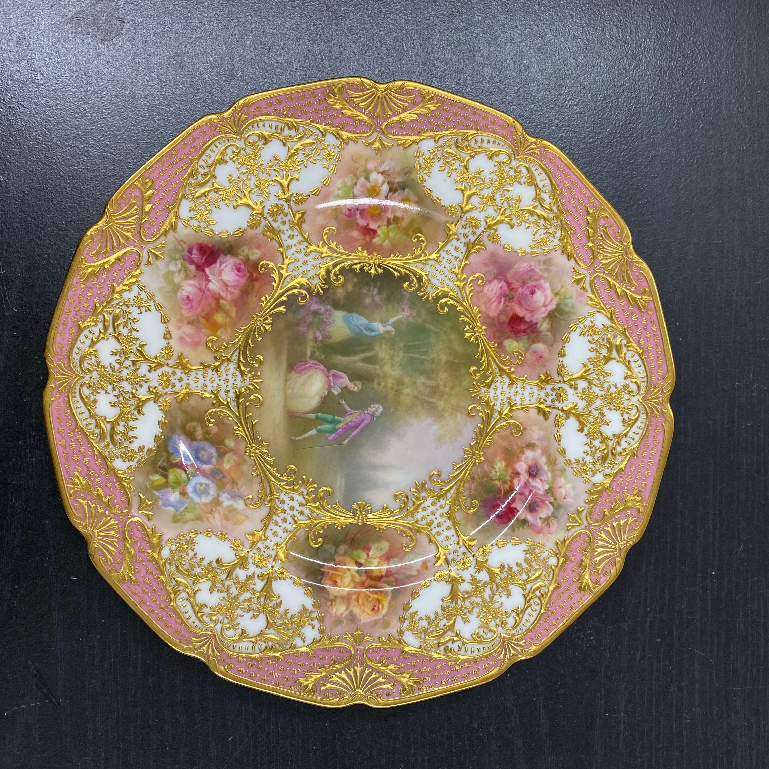 12 Royal Doulton Hand Painted Artist Signed Custom Made Cabinet Plates For Sale 10