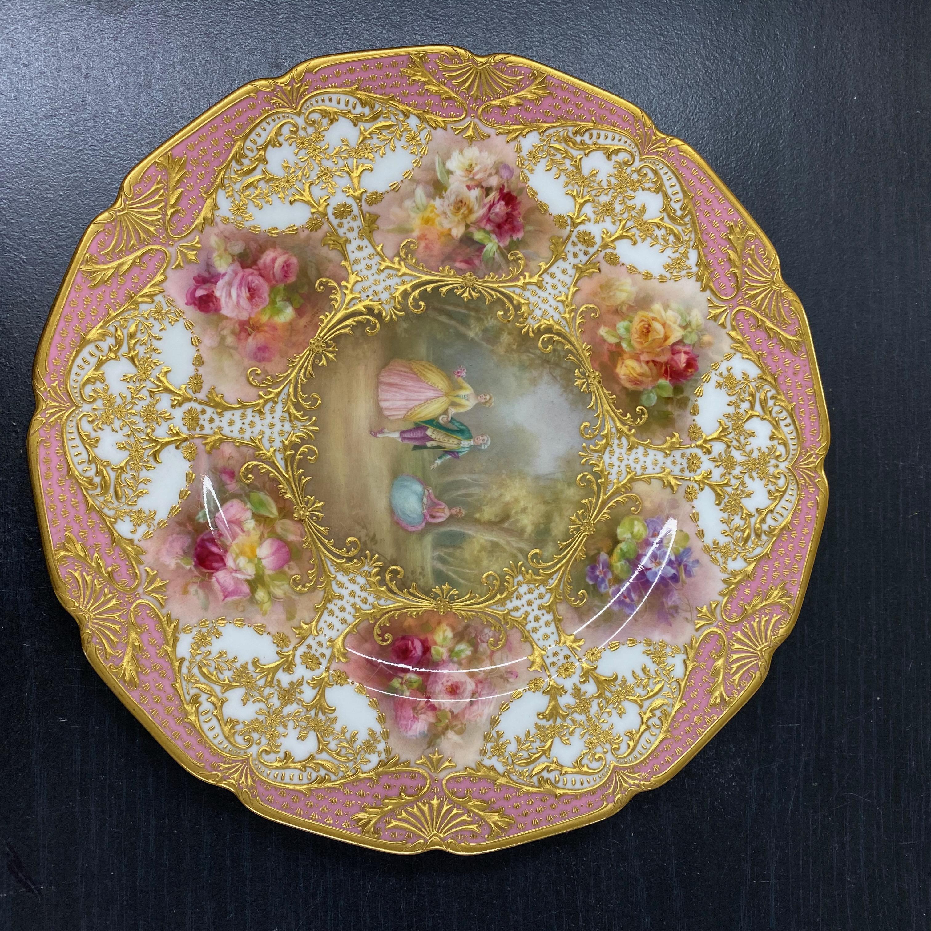 12 Royal Doulton Hand Painted Artist Signed Custom Made Cabinet Plates For Sale 12