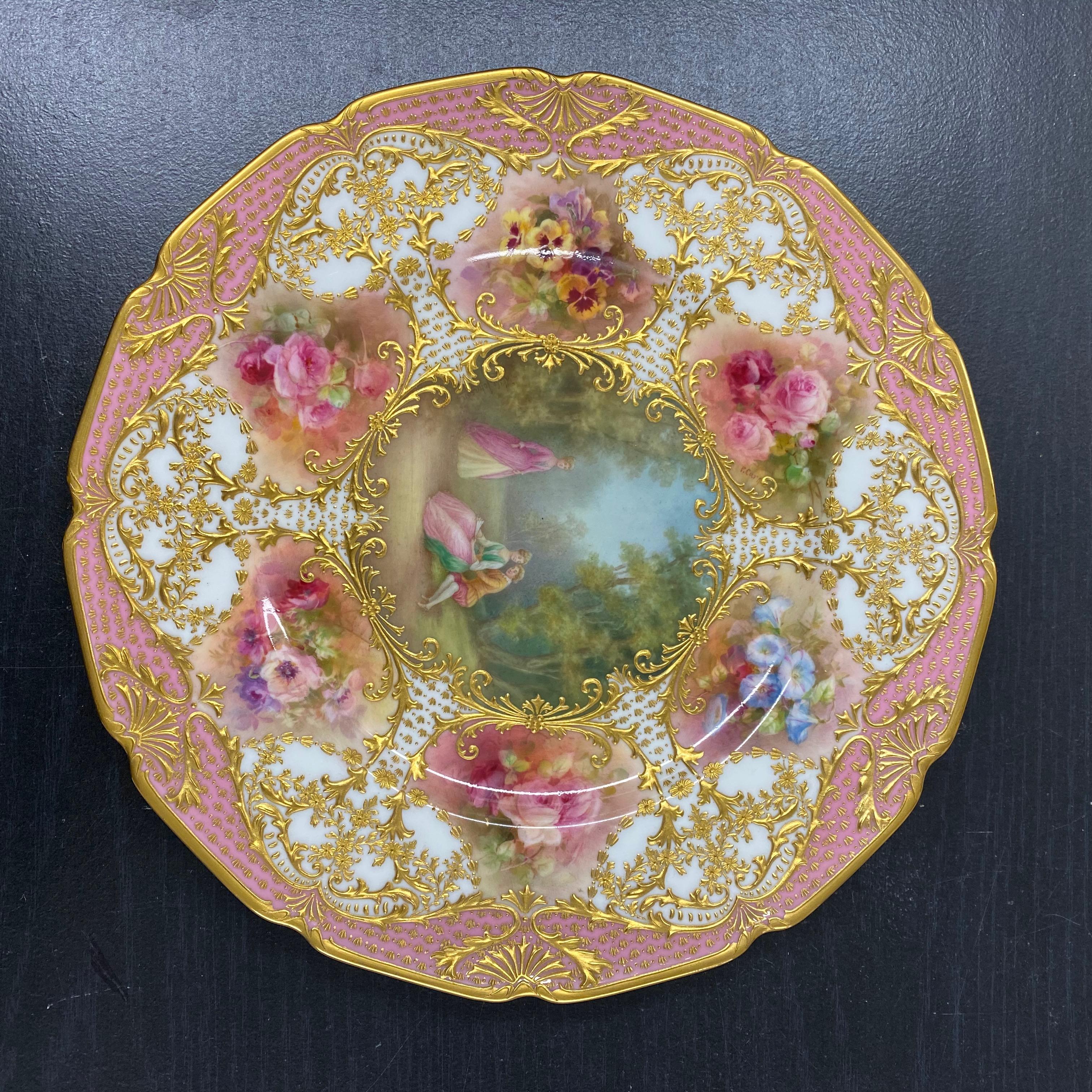 12 Royal Doulton Hand Painted Artist Signed Custom Made Cabinet Plates For Sale 13