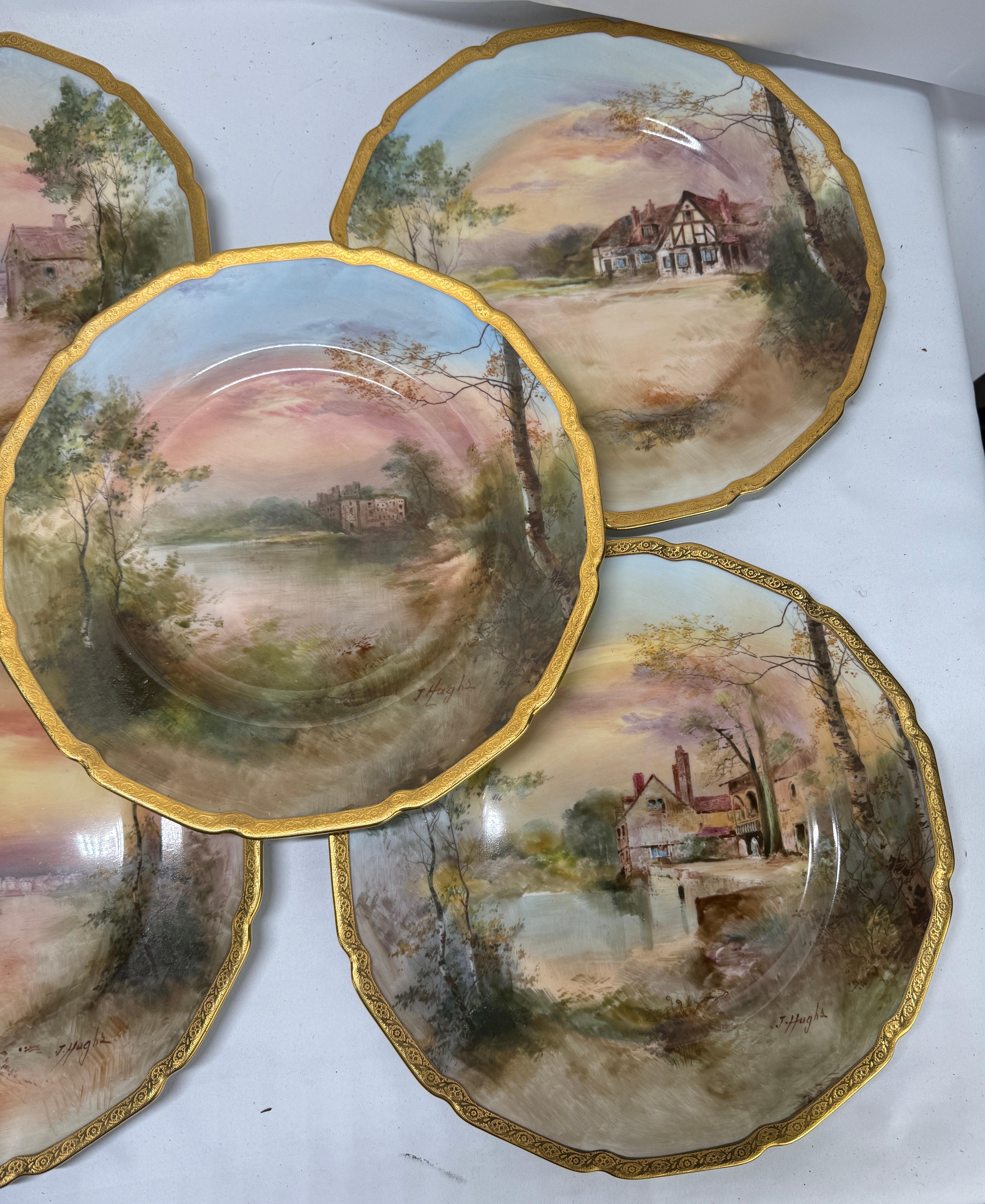 Set of Twelve Royal Doulton “Shakespeare’s Country” Artist-Signed Scenic Plates by J. Hughs, for Ovington Bros., New York, Circa 1902–1922

A rare and complete set of twelve hand-painted cabinet plates by Royal Doulton, produced between 1902 and