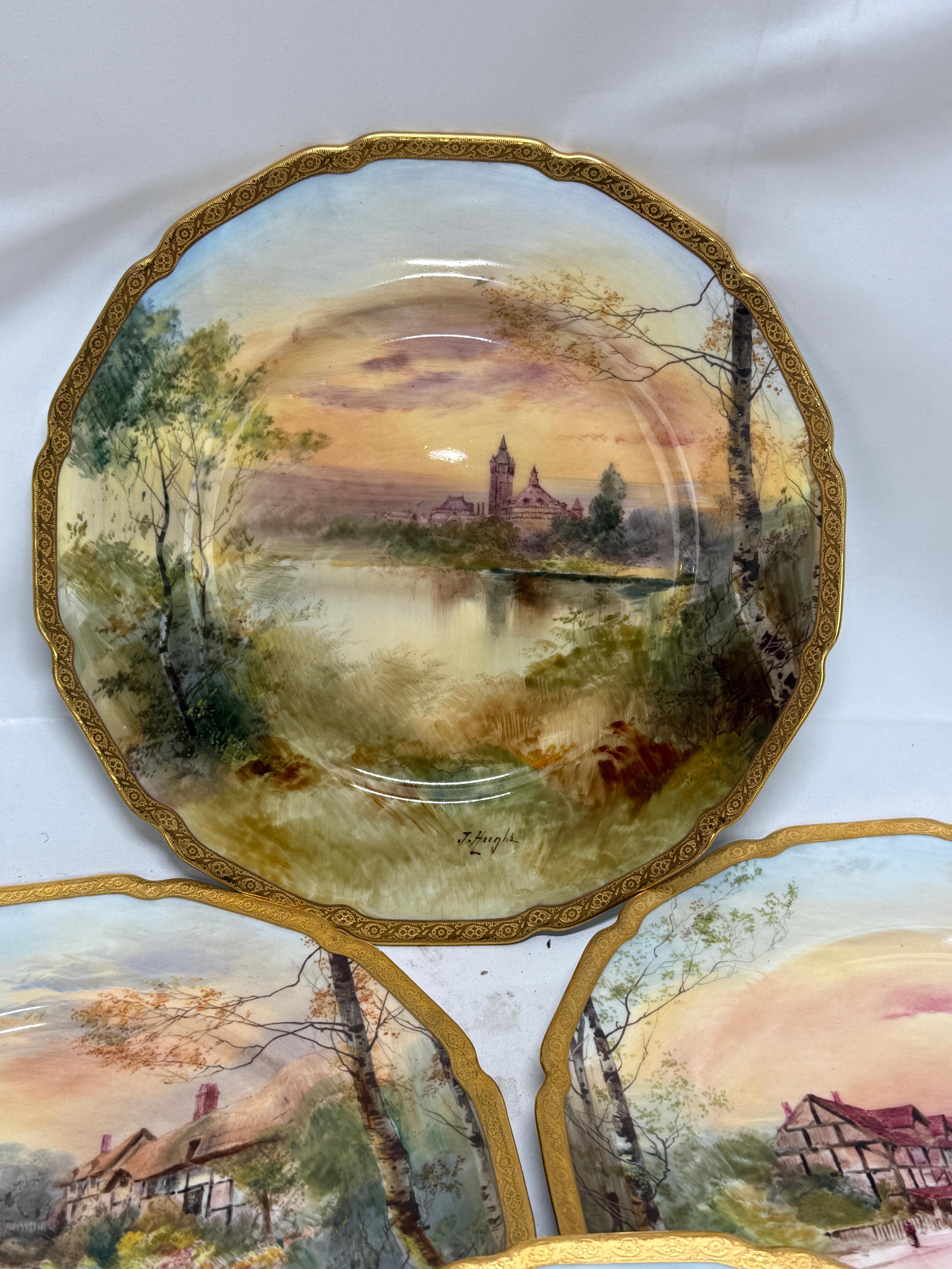 American 12 Royal Doulton ��“Shakespeare’s Country” Cabinet Plates by J. Hughs C. 1902-22 For Sale
