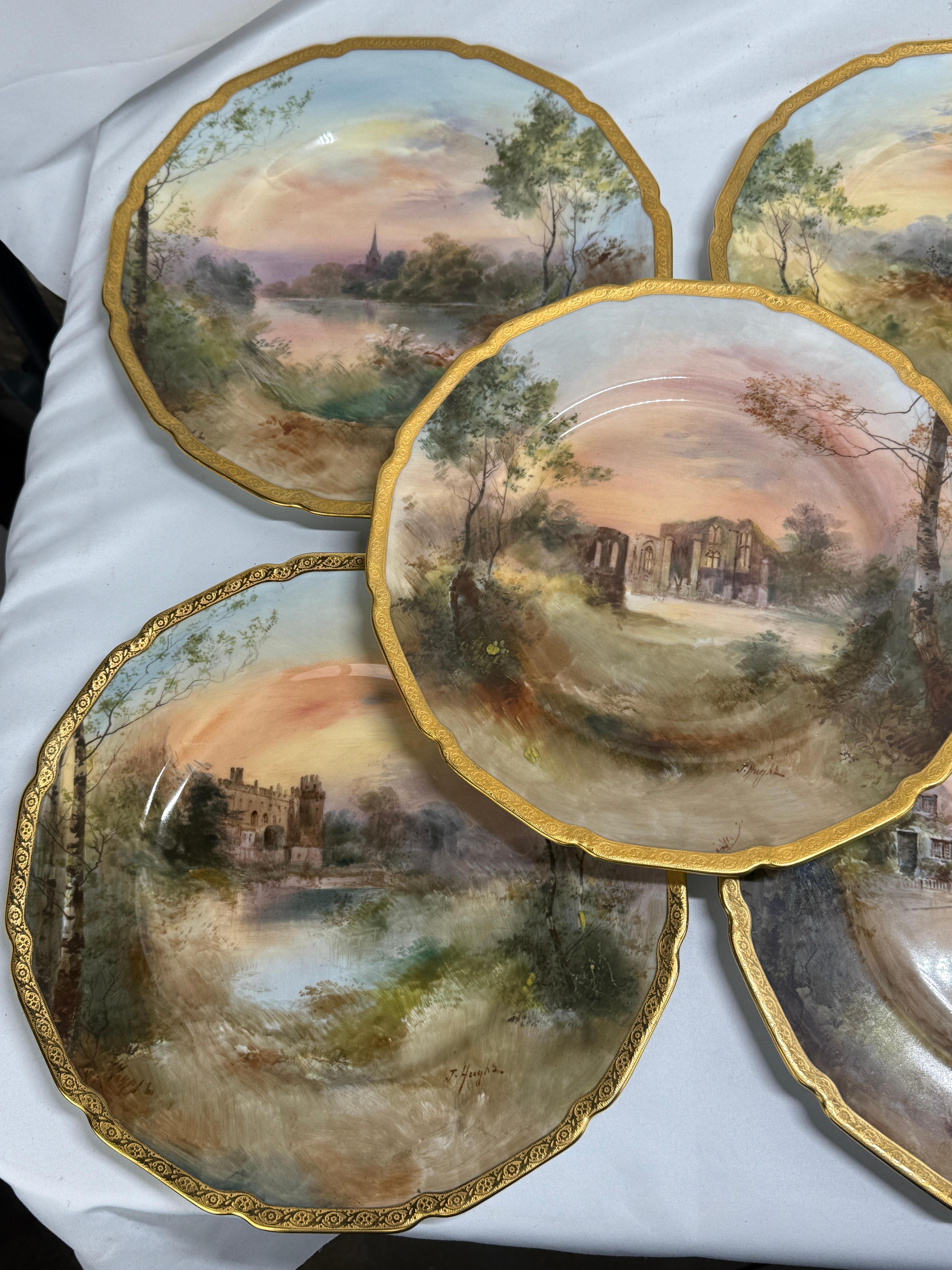 20th Century 12 Royal Doulton “Shakespeare’s Country” Cabinet Plates by J. Hughs C. 1902-22 For Sale