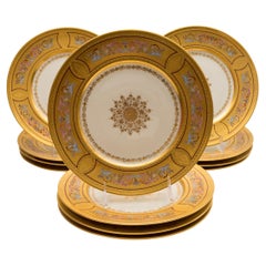 12 Royal Vienna Antique Gilt & Elaborate Enamel Dessert Plates, Circa 1890