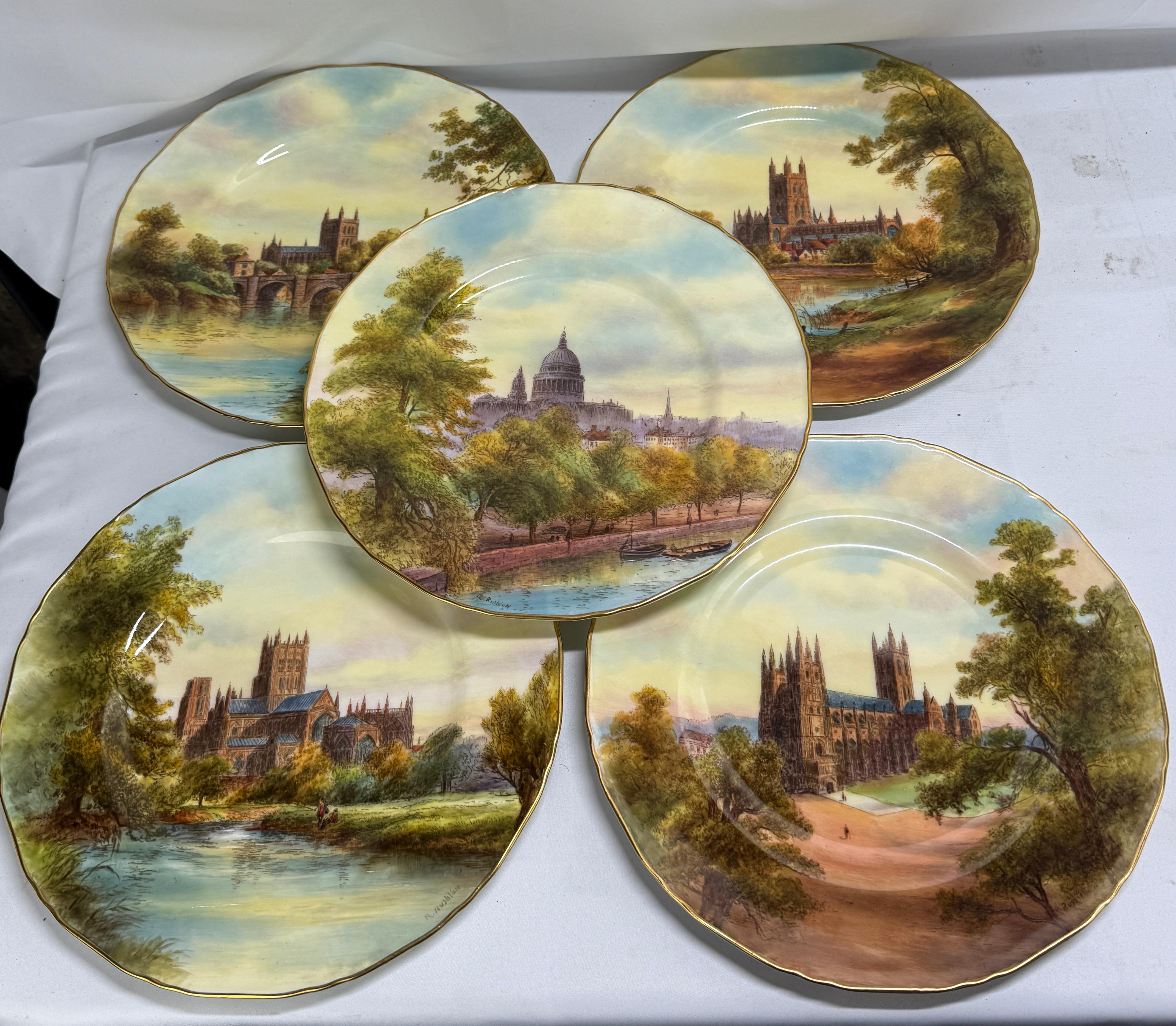 12 Royal Worcester Hand-Painted Porcelain 