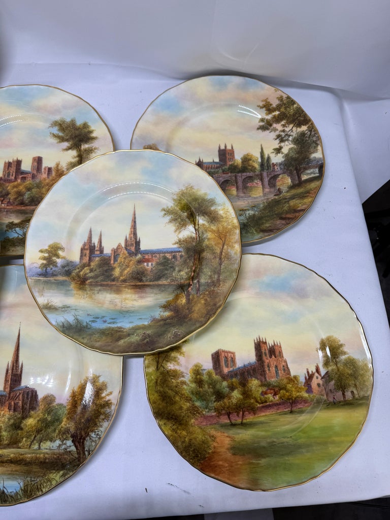 12 Royal Worcester Hand-Painted Porcelain 
