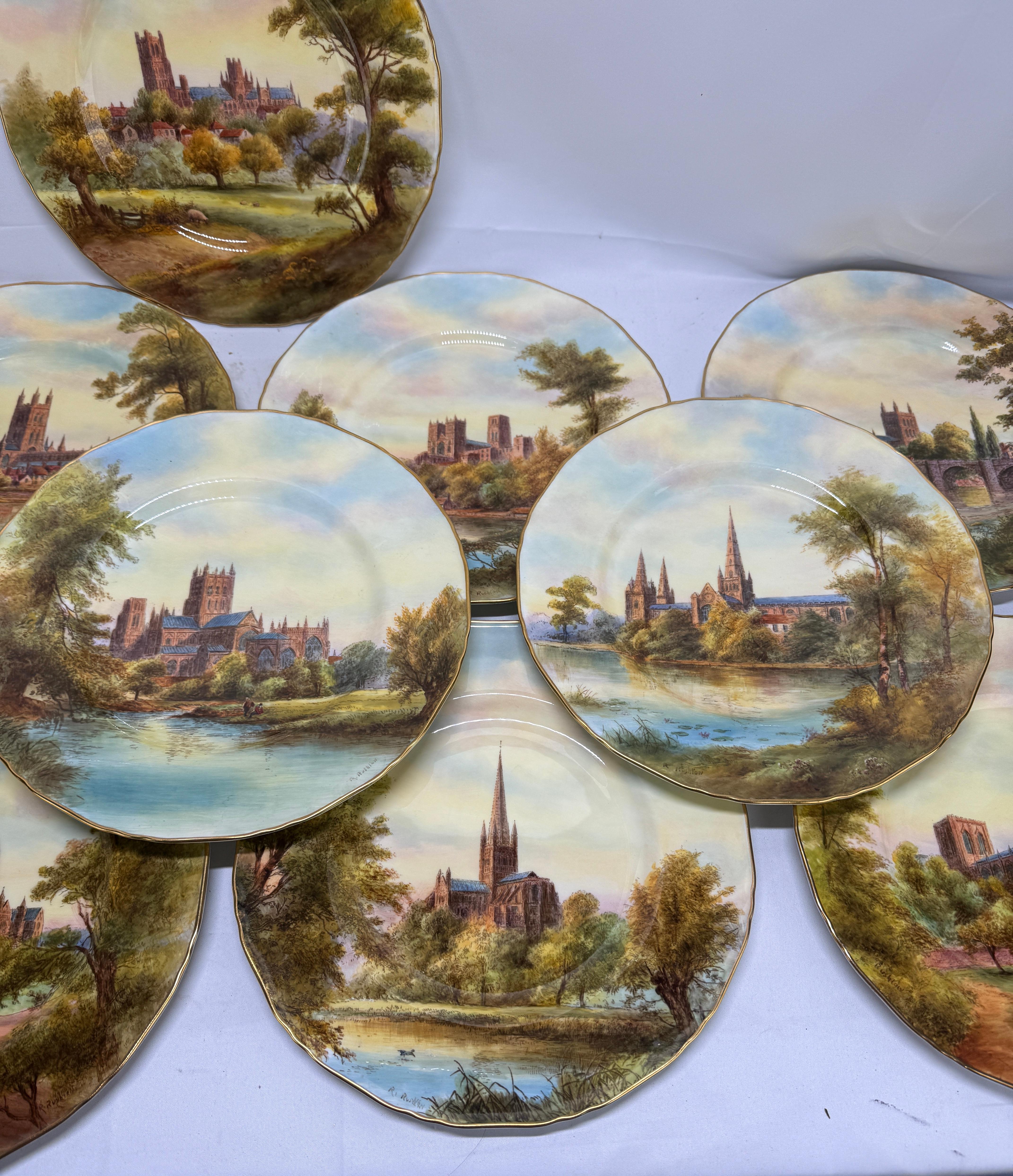 Art Nouveau 12 Royal Worcester Hand-Painted Porcelain 