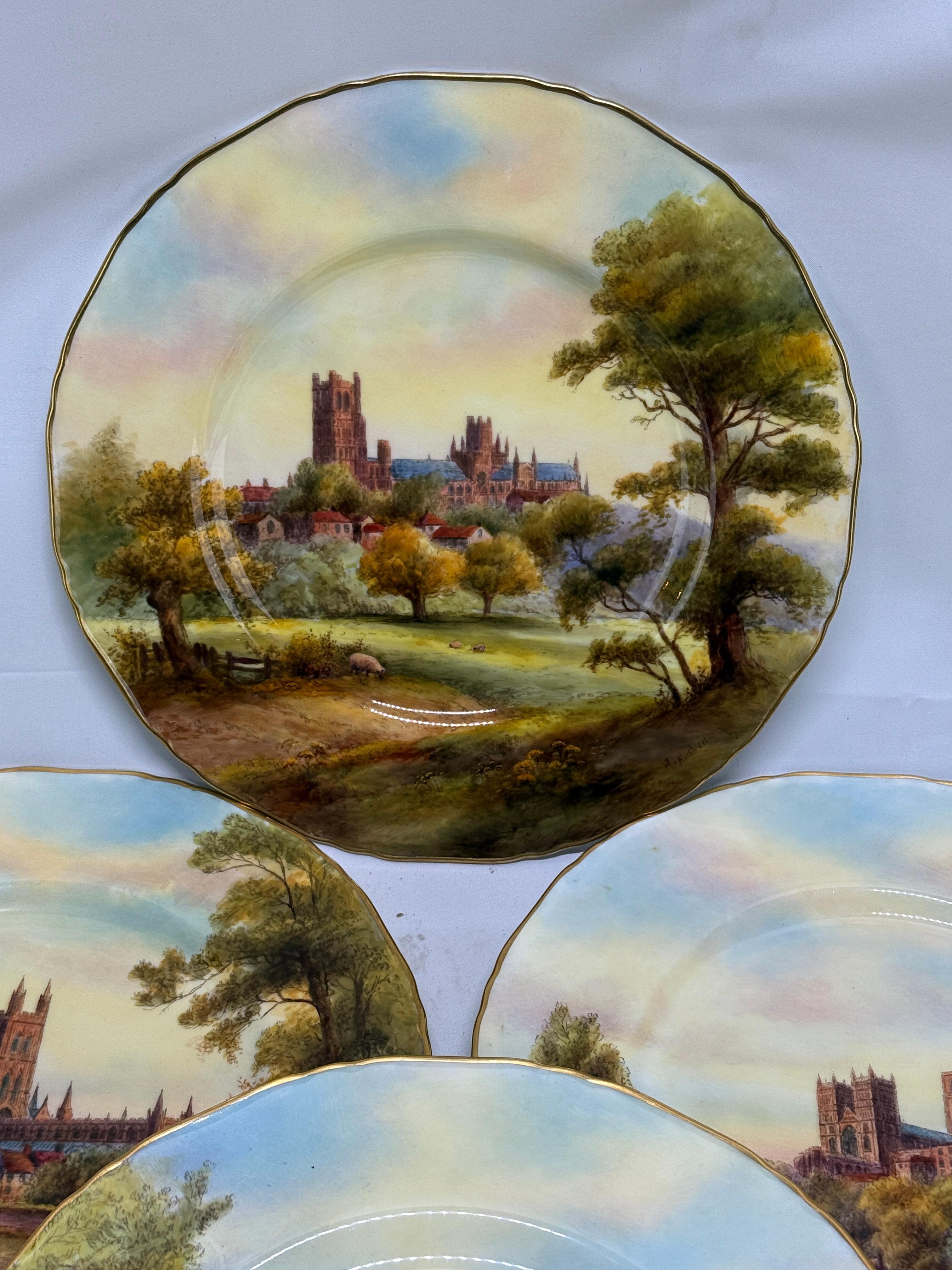 English 12 Royal Worcester Hand-Painted Porcelain 