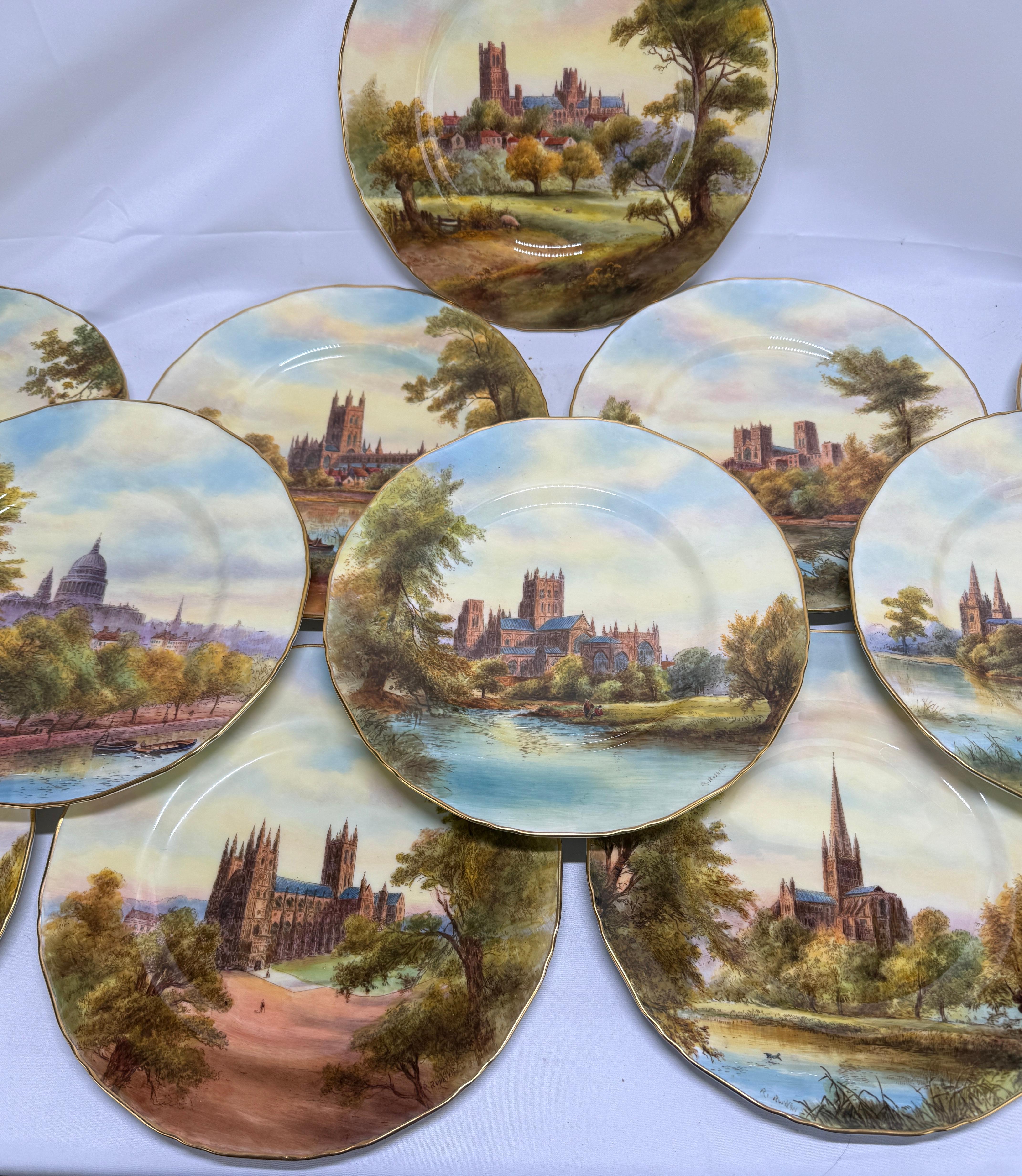 12 Royal Worcester Hand-Painted Porcelain 