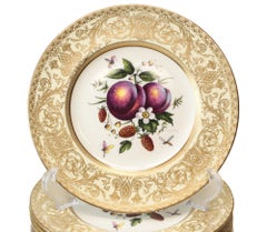 12 Royal Worcester Harry Aytron Porcelain Fruit Cabinet Plates, 1955, Signed
