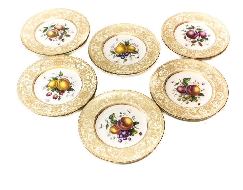 European 12 Royal Worcester Harry Aytron Porcelain Fruit Cabinet Plates, 1955, Signed For Sale