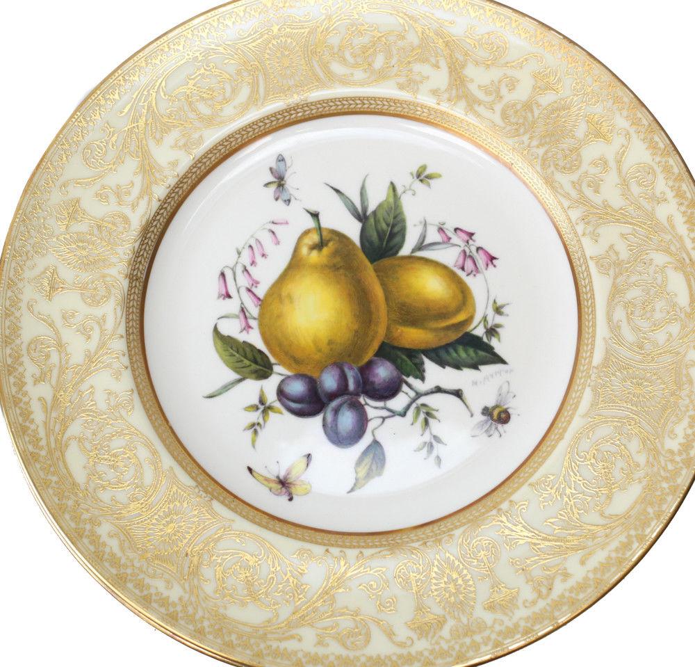 Mid-20th Century 12 Royal Worcester Harry Aytron Porcelain Fruit Cabinet Plates, 1955, Signed For Sale