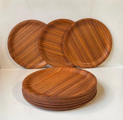 12 Scandinavian Modern Plates in Zebrawood, 1960s