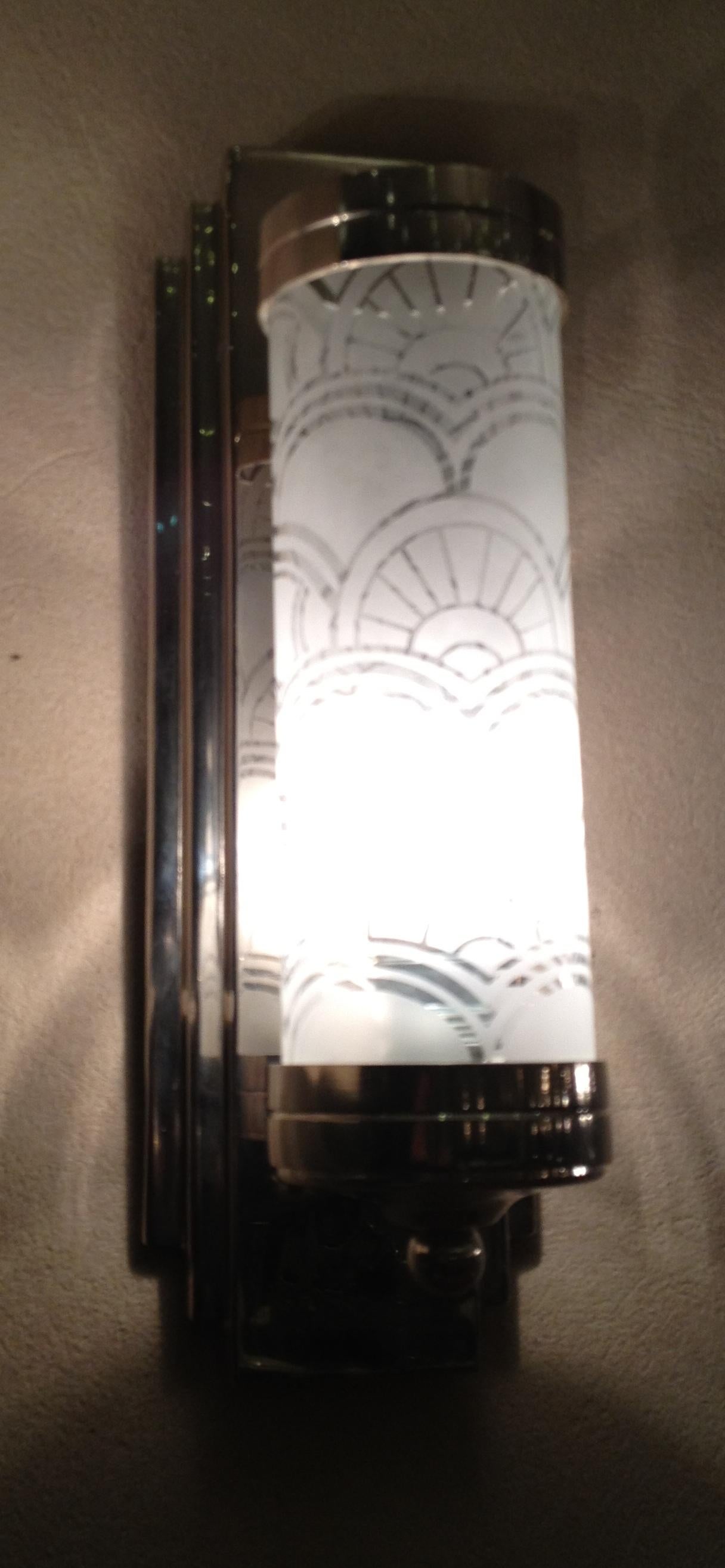 12 Sconces in Chrome and Glass, Style, Art Deco, Year, 1930, German For Sale 3