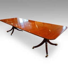 Twelve-Seat Twin Pillar Mahogany Georgian Style Dining Table