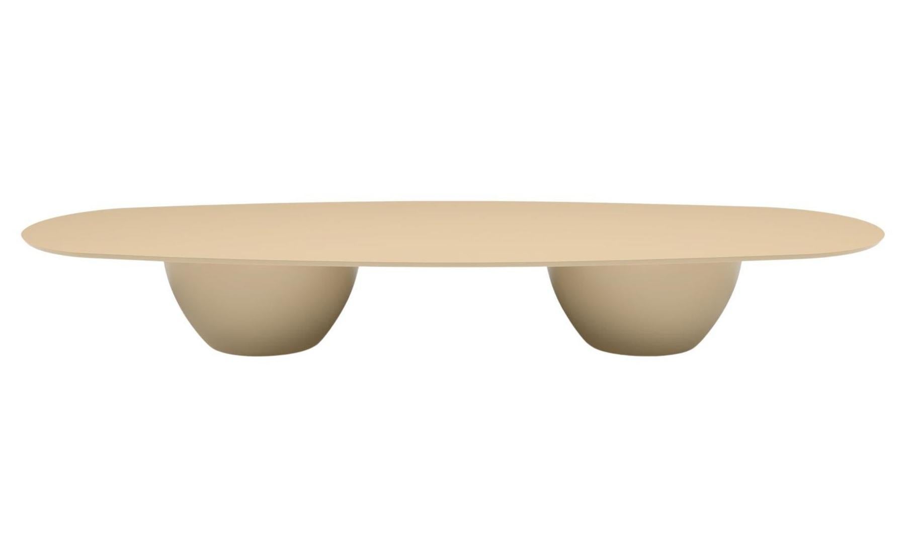 Modern 12 Seater Outdoor Dining Table Lacquered In Matte Beige For Sale