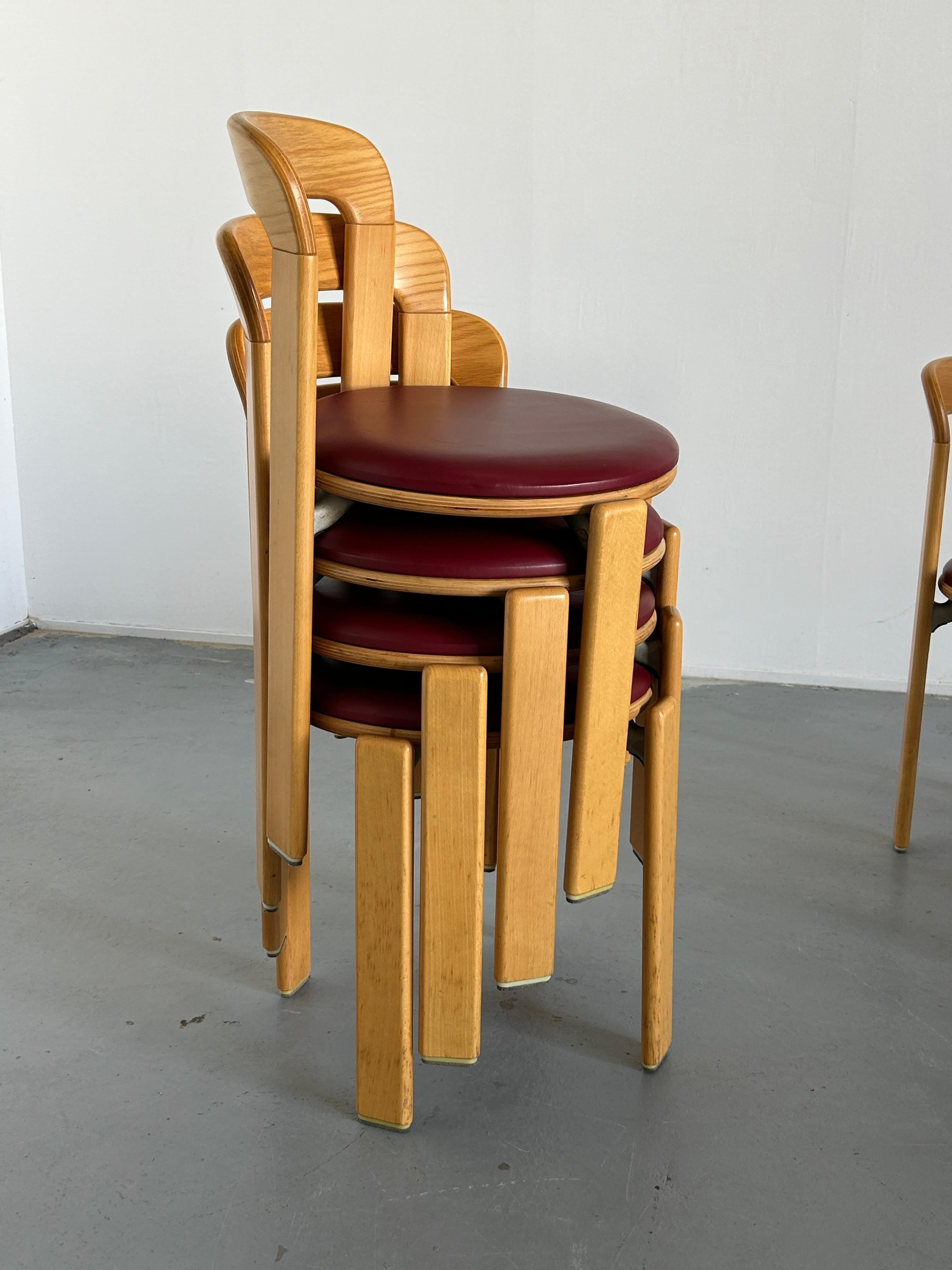 12-Set Bruno Rey Stackable Mid-Century Modern Dining Chairs for Kusch & Co, 90s 9