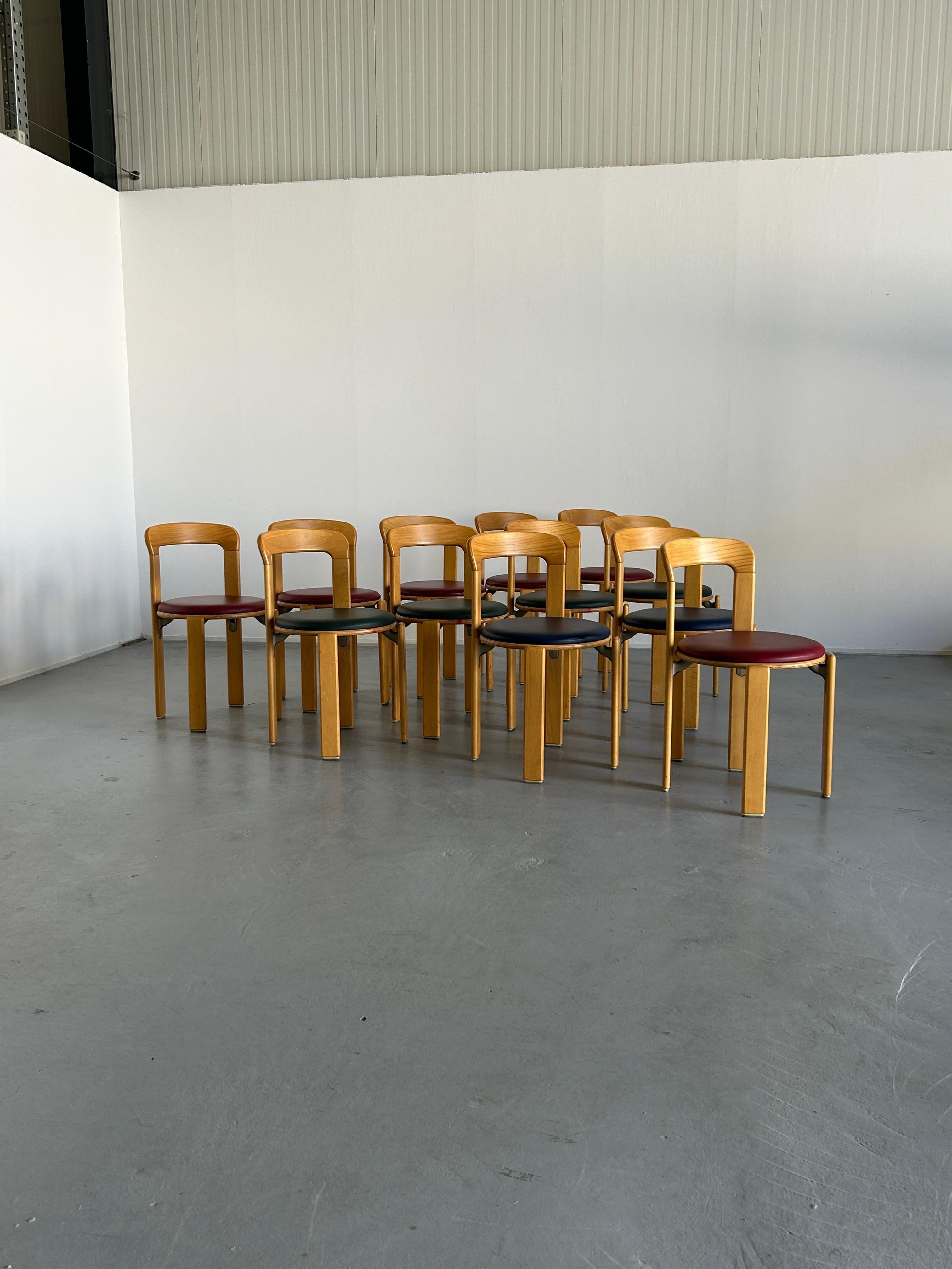 12-Set Bruno Rey Stackable Mid-Century Modern Dining Chairs for Kusch & Co, 90s In Good Condition In Zagreb, HR