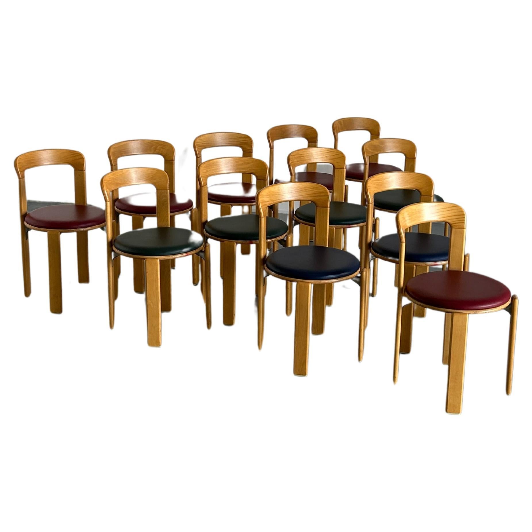 12-Set Bruno Rey Stackable Mid-Century Modern Dining Chairs for Kusch & Co, 90s
