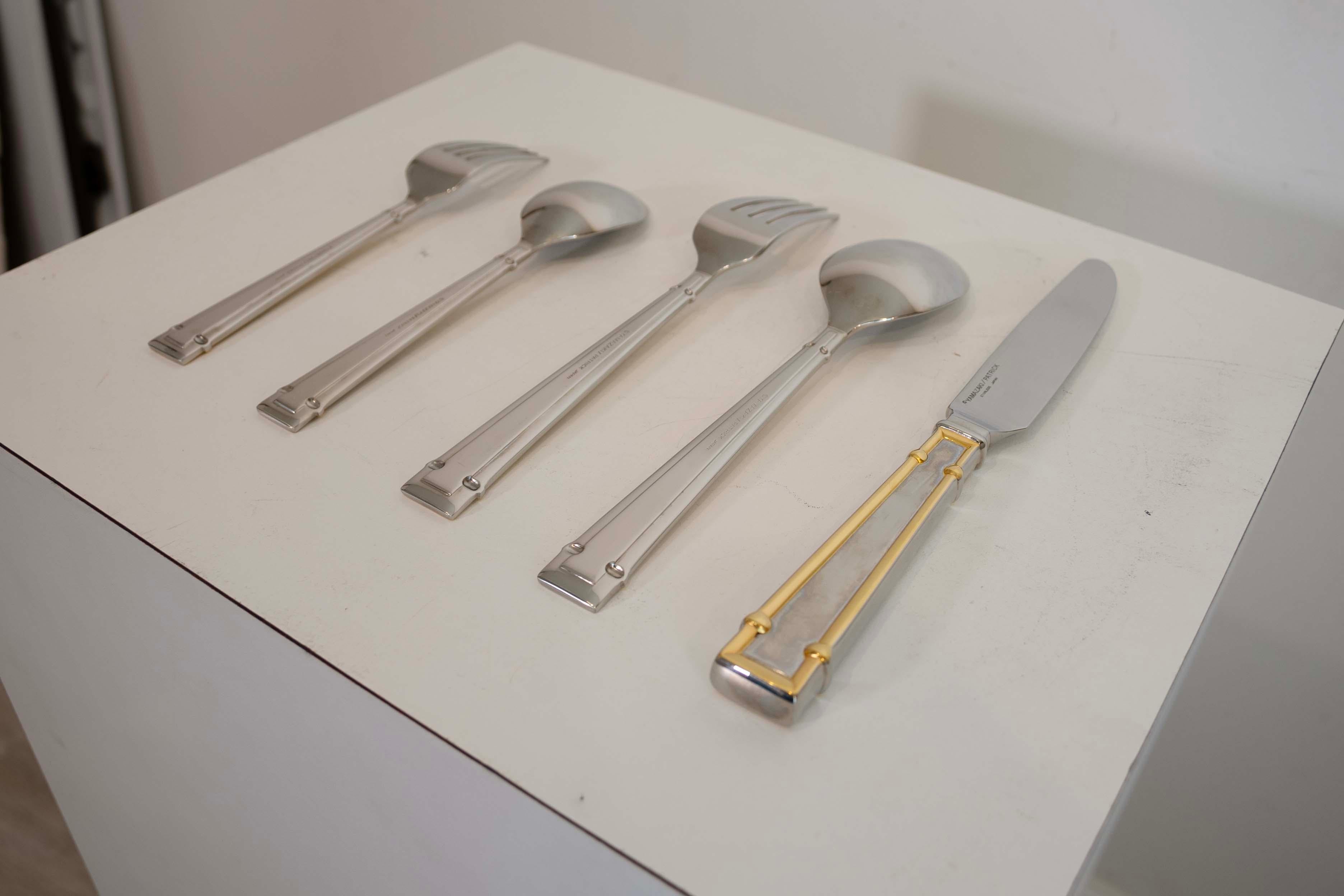 12 Sets of 5 Yamazaki Patrick Stainless Silver Flatware from Japan (60 Total) 3