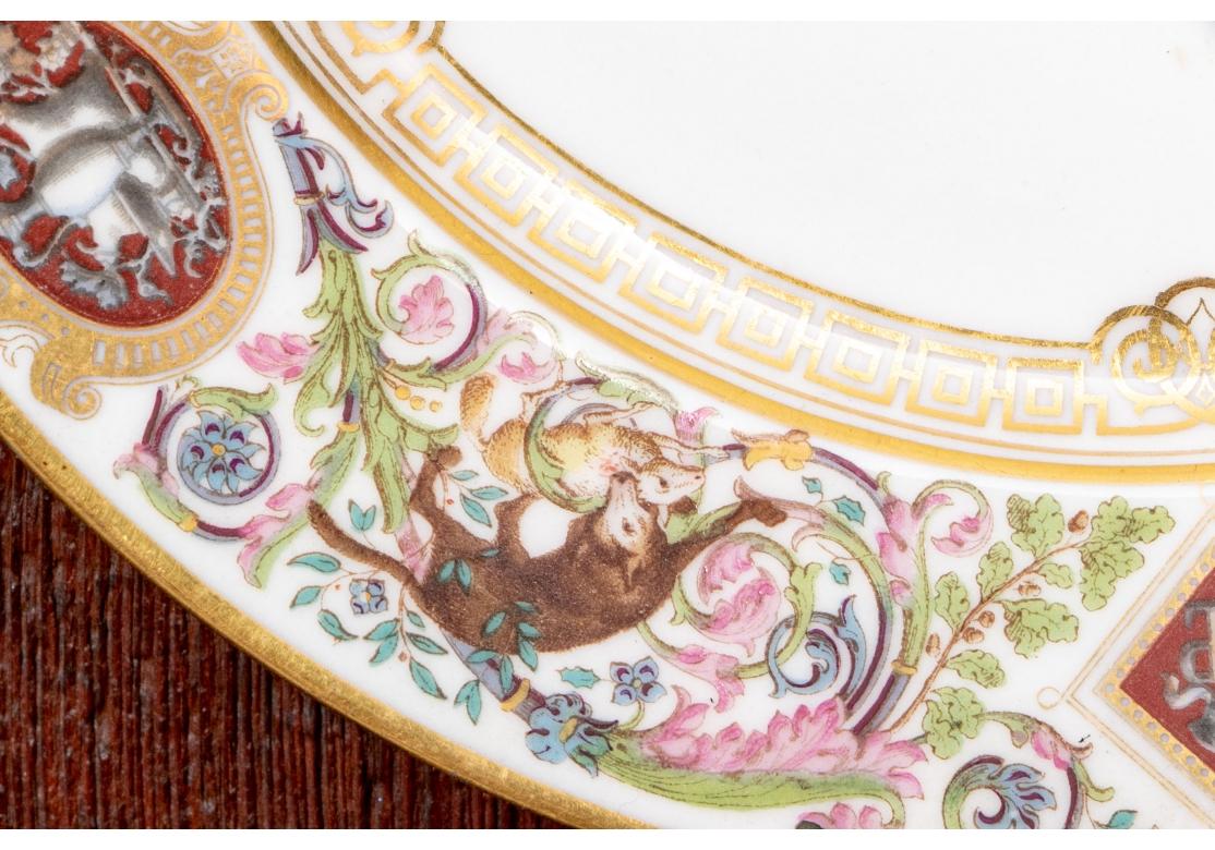 19th Century 12 Sevres Louis Philippe Plates After The Originals- Chateau De Fontainebleau For Sale