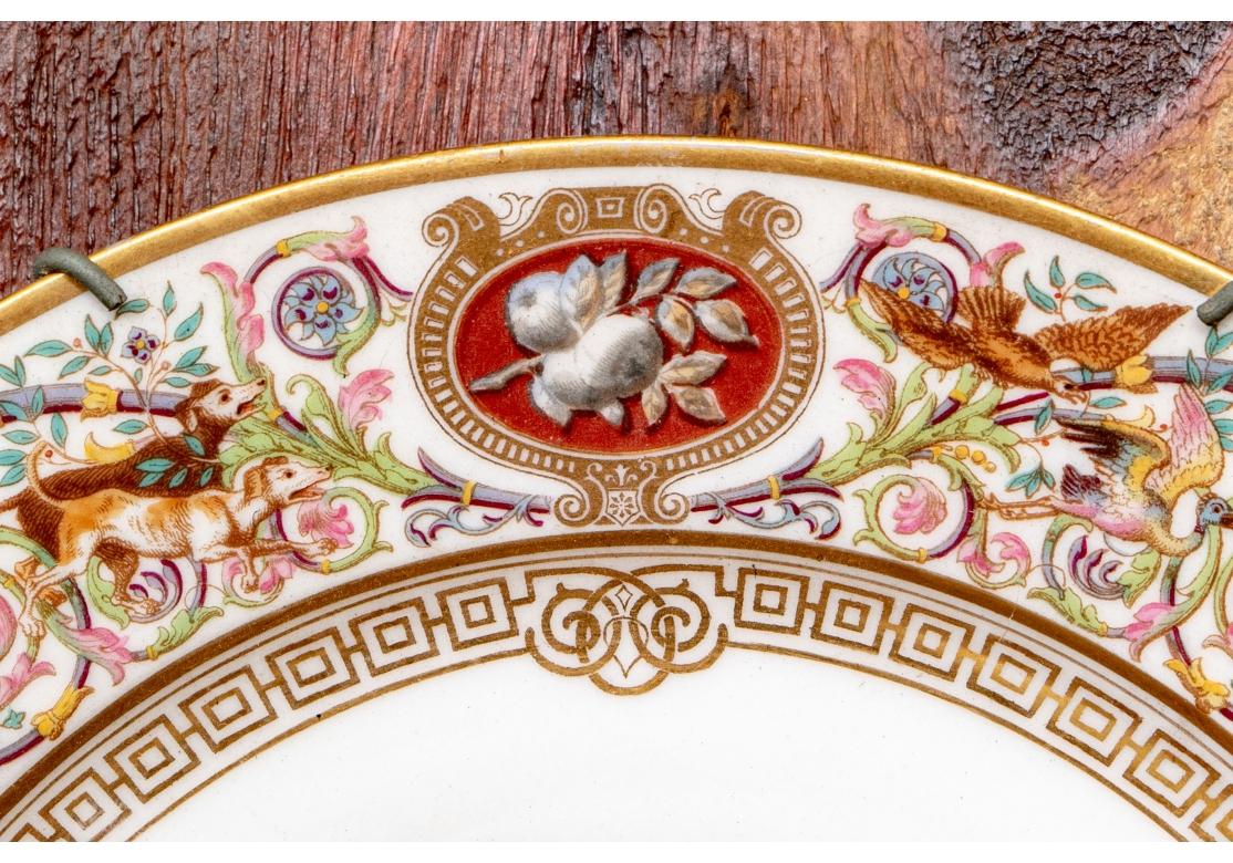 Porcelain 12 Sevres Louis Philippe Plates After The Originals- Chateau De Fontainebleau For Sale