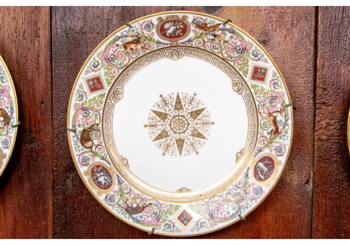 12 Sevres Louis Philippe Plates After The Originals- Chateau De Fontainebleau For Sale 1