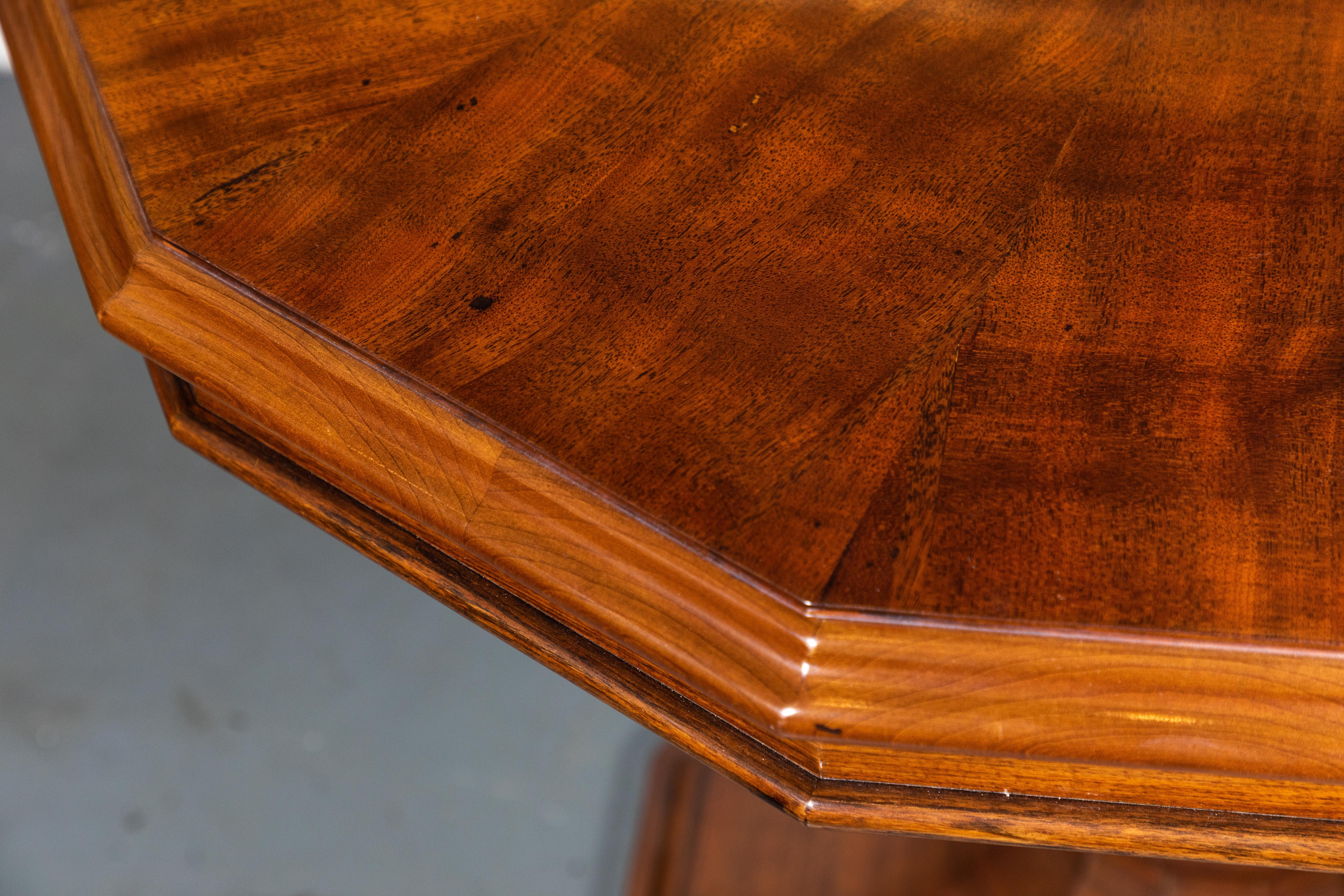 Carved 12-Sided, Veneered Occasional Table