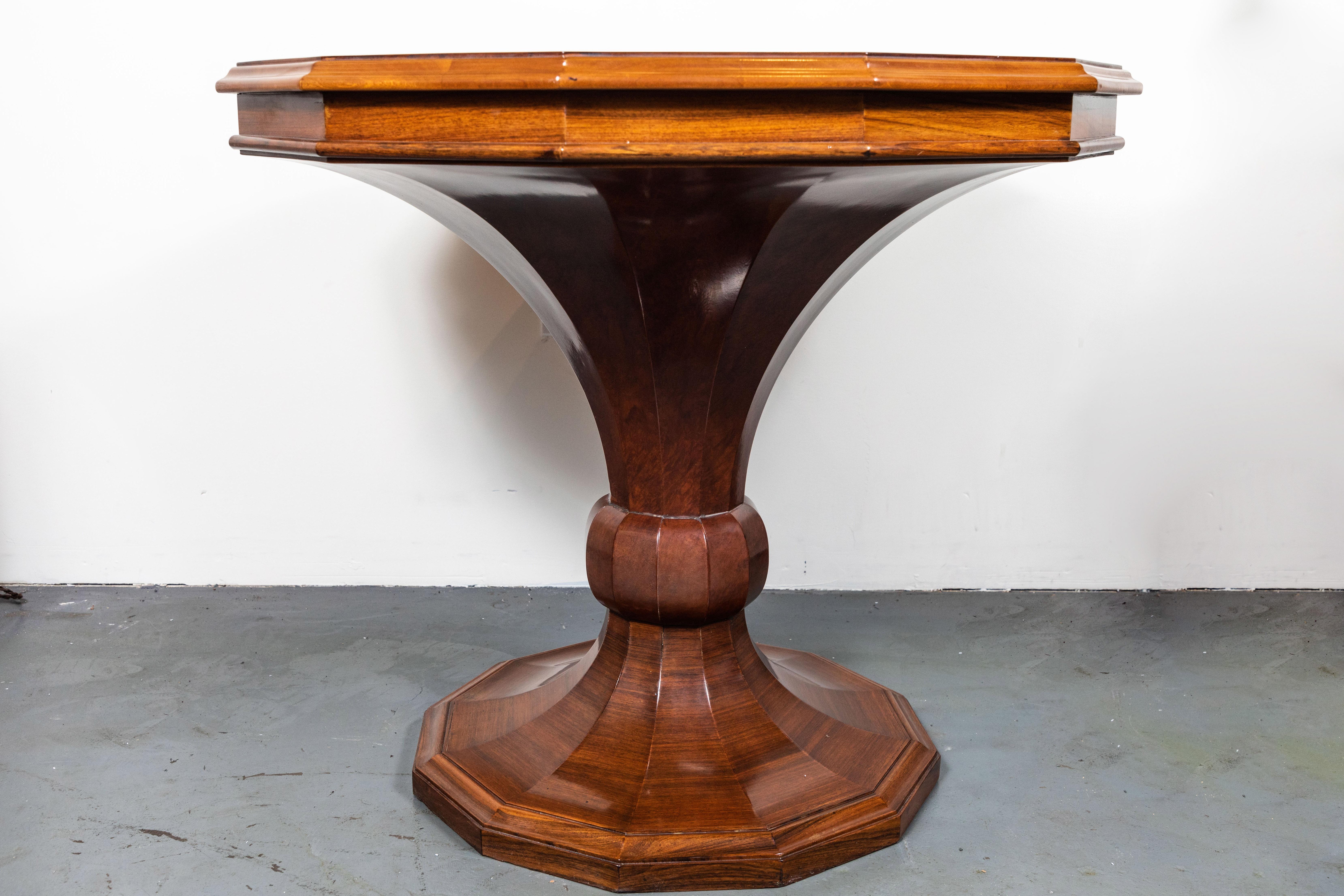 Mid-20th Century 12-Sided, Veneered Occasional Table