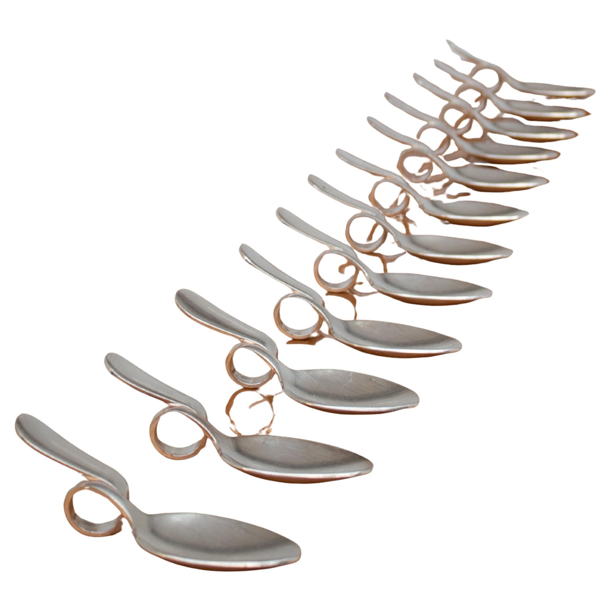 12 cucchiai da degustazione in argento di Broggi Milano