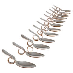 12 cucchiai da degustazione in argento di Broggi Milano