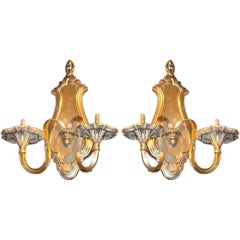12 Silvered Bronze Sconces With Original Patina