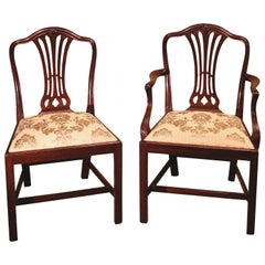 12 Single & Two Arm Late 19th Century Hepplewhite Style Camelback Dining Chairs