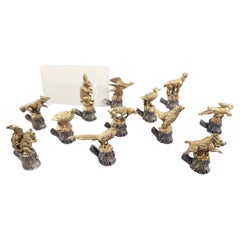 Retro 12 Solid Silver Place Card Holders Animals