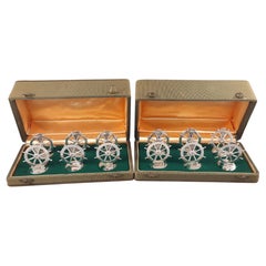 12 Solid Silver Place Card Holders Boat Helm