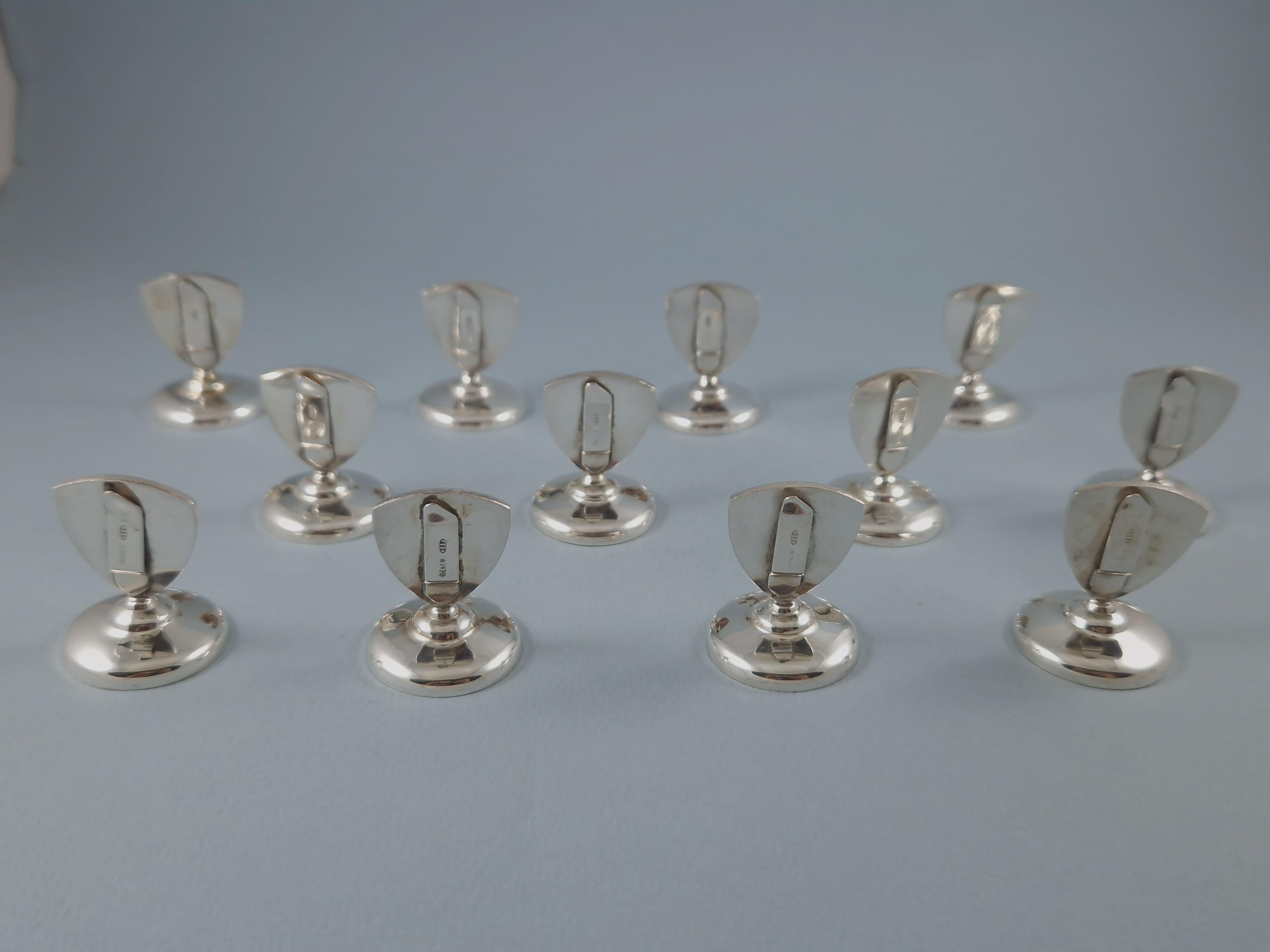 Late 20th Century 12 Solid Silver Place Card Holders