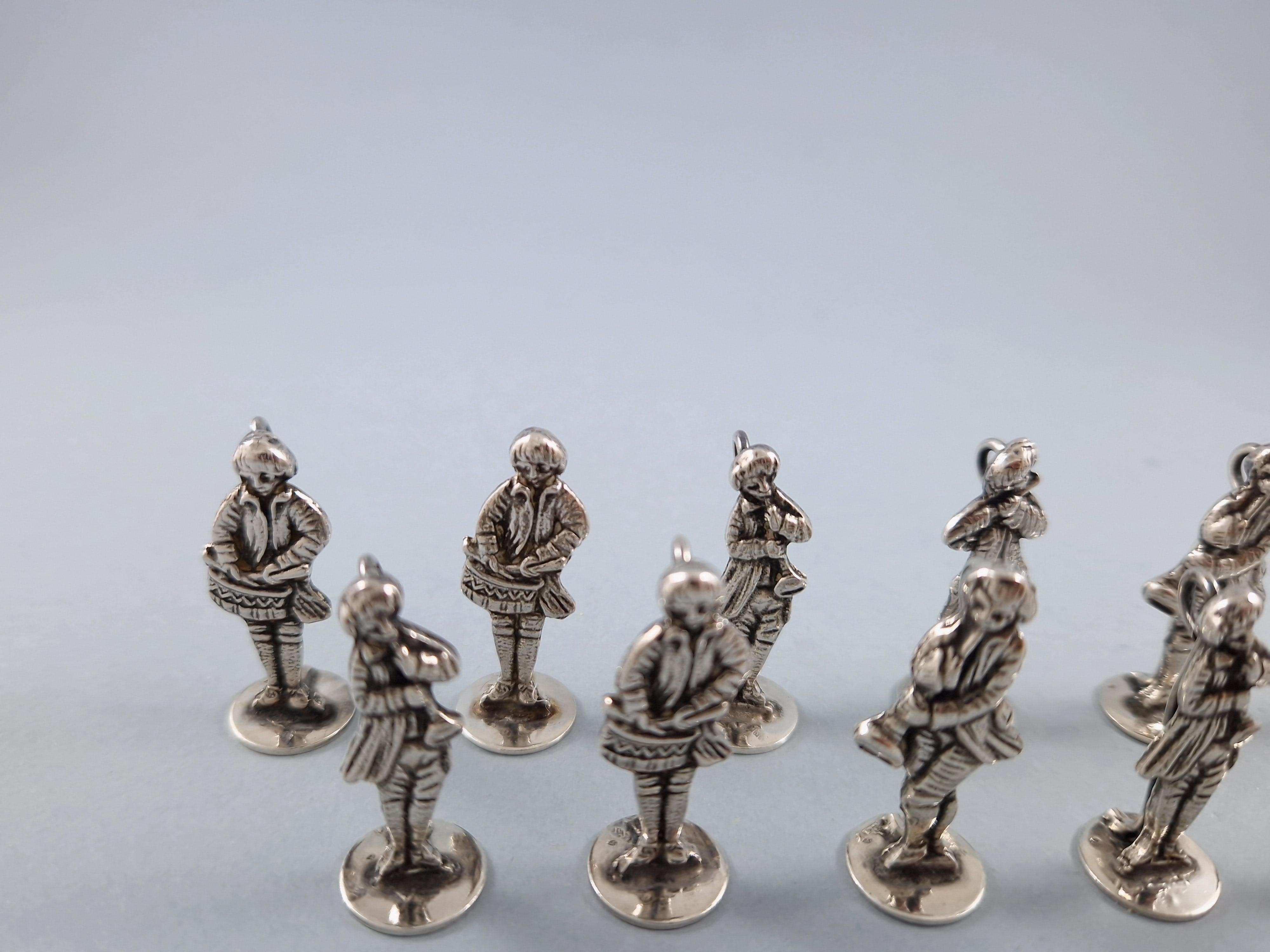 Mid-20th Century 12 Solid Silver Place Card Holders For Sale