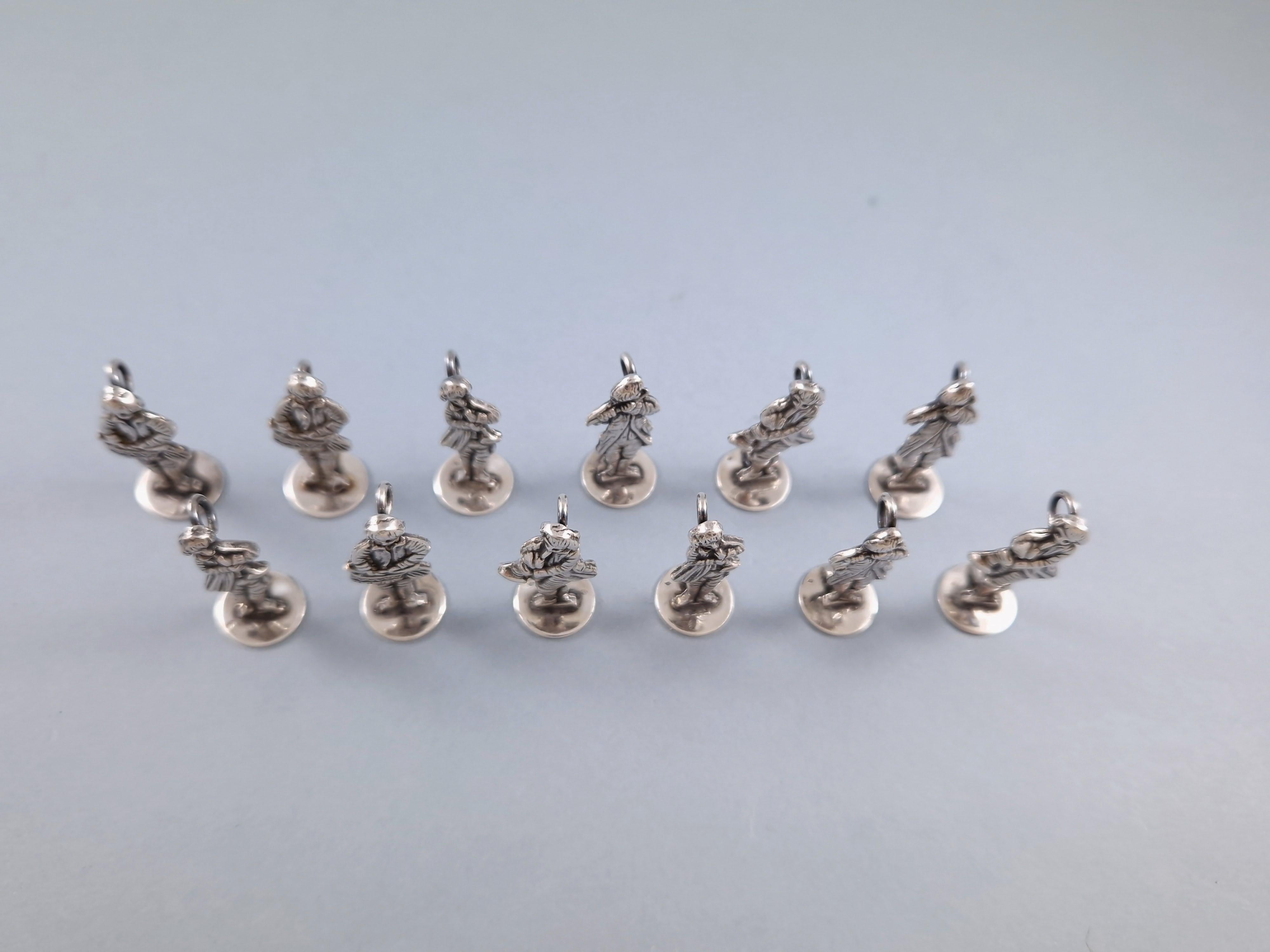 Sterling Silver 12 Solid Silver Place Card Holders For Sale