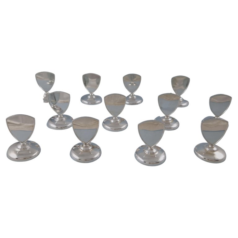 12 Solid Silver Place Card Holders For Sale at 1stDibs