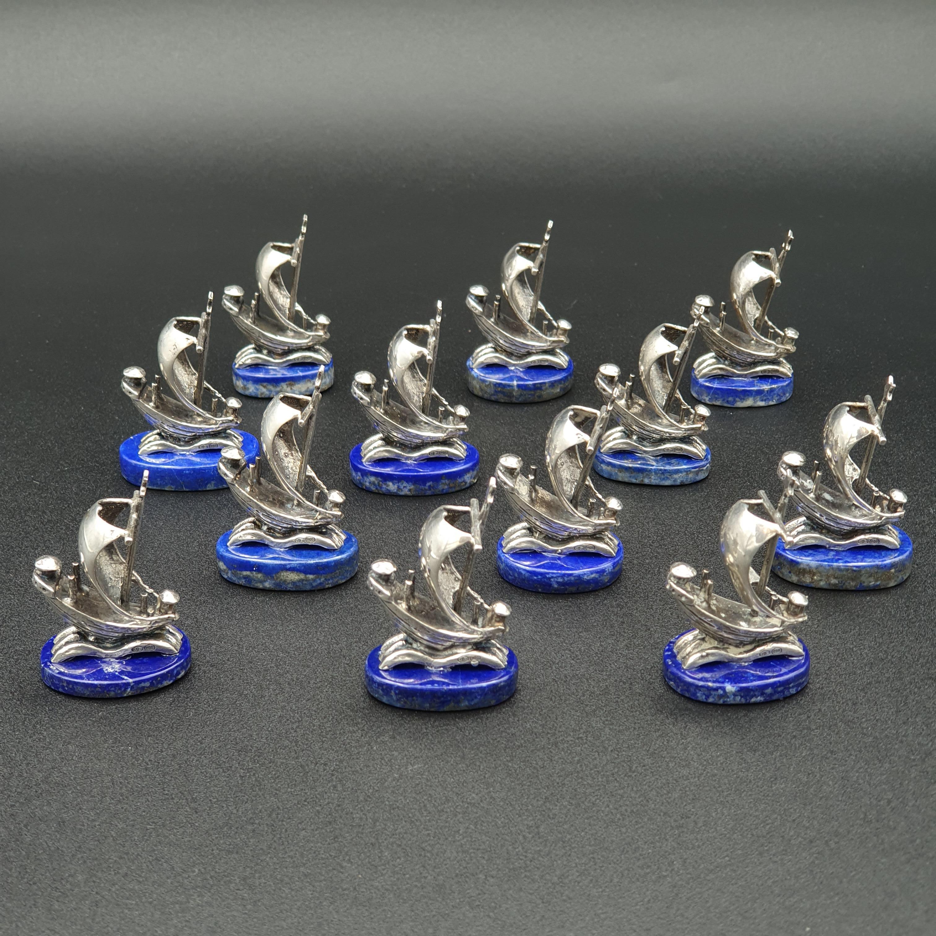 Italian 12 Solid Silver Place Cards Holders