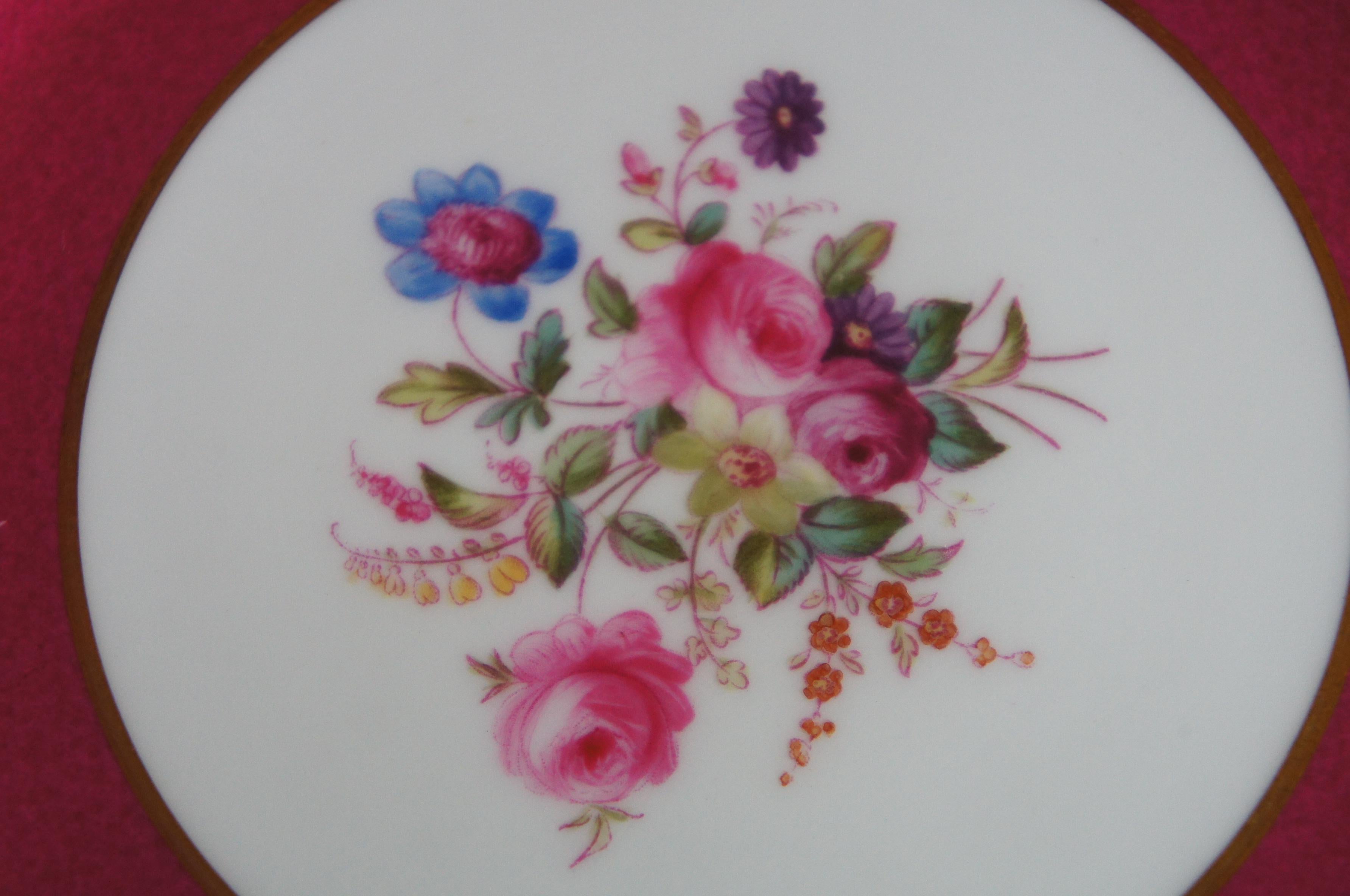 12 Spode Copelands China Salad Plates Floral Bouquet Pink Magenta R9282 1